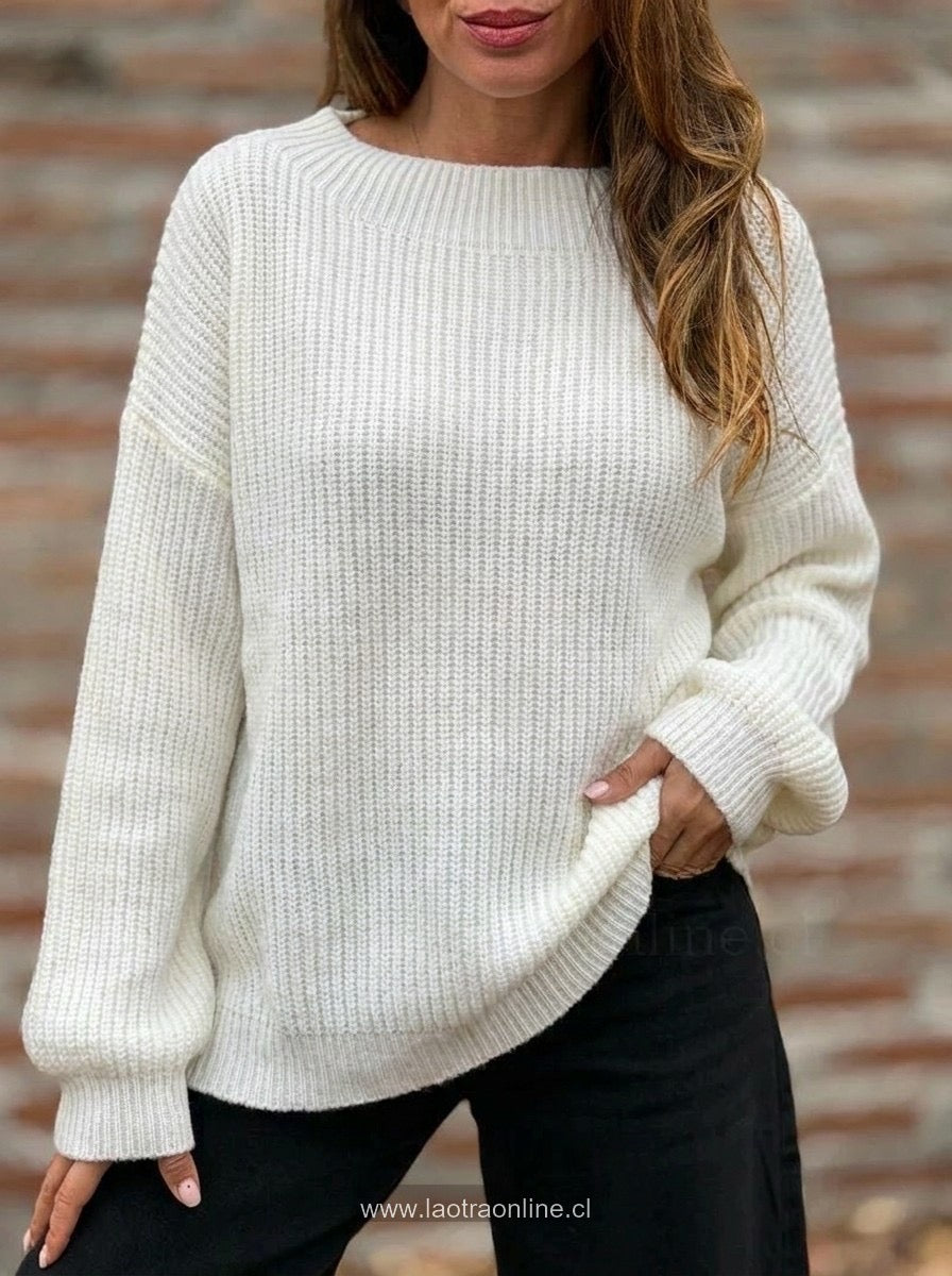 Sweater manga globo crema