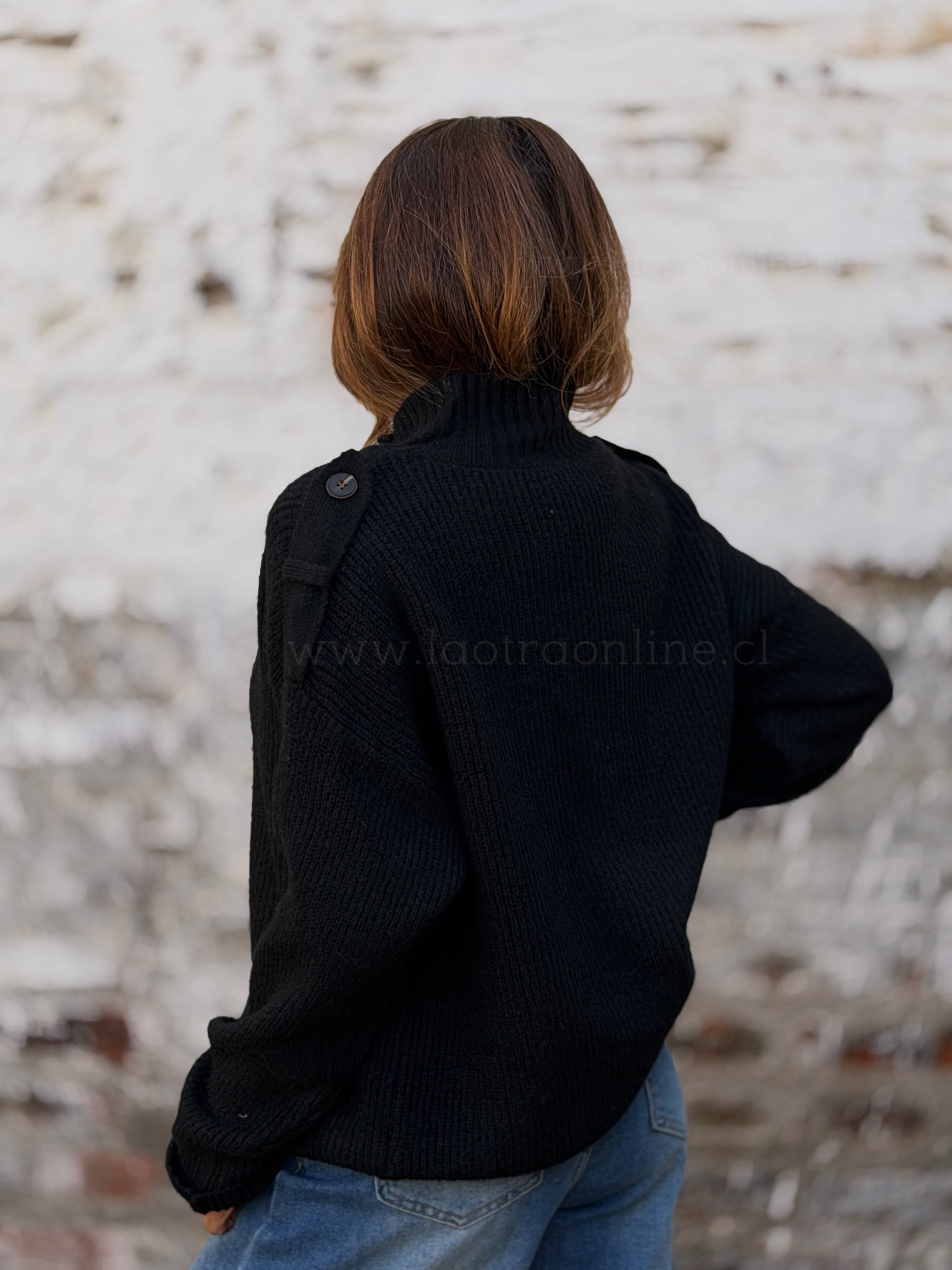 Chaleco cuello funnel negro