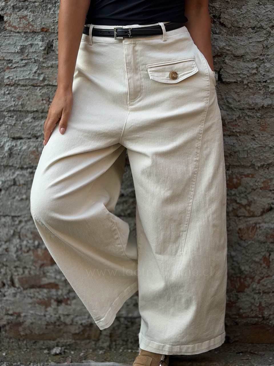 Pantalón Culotte ondero marfil