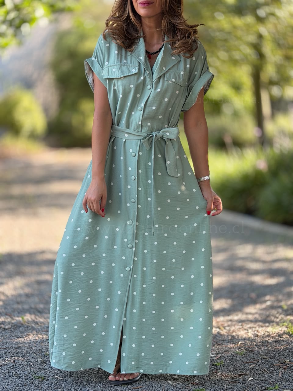 Vestido Súper lunares menta