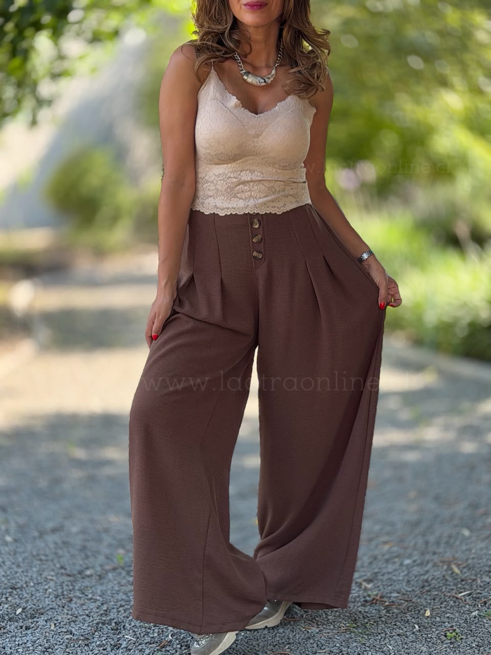 Pantalón Botones marrón