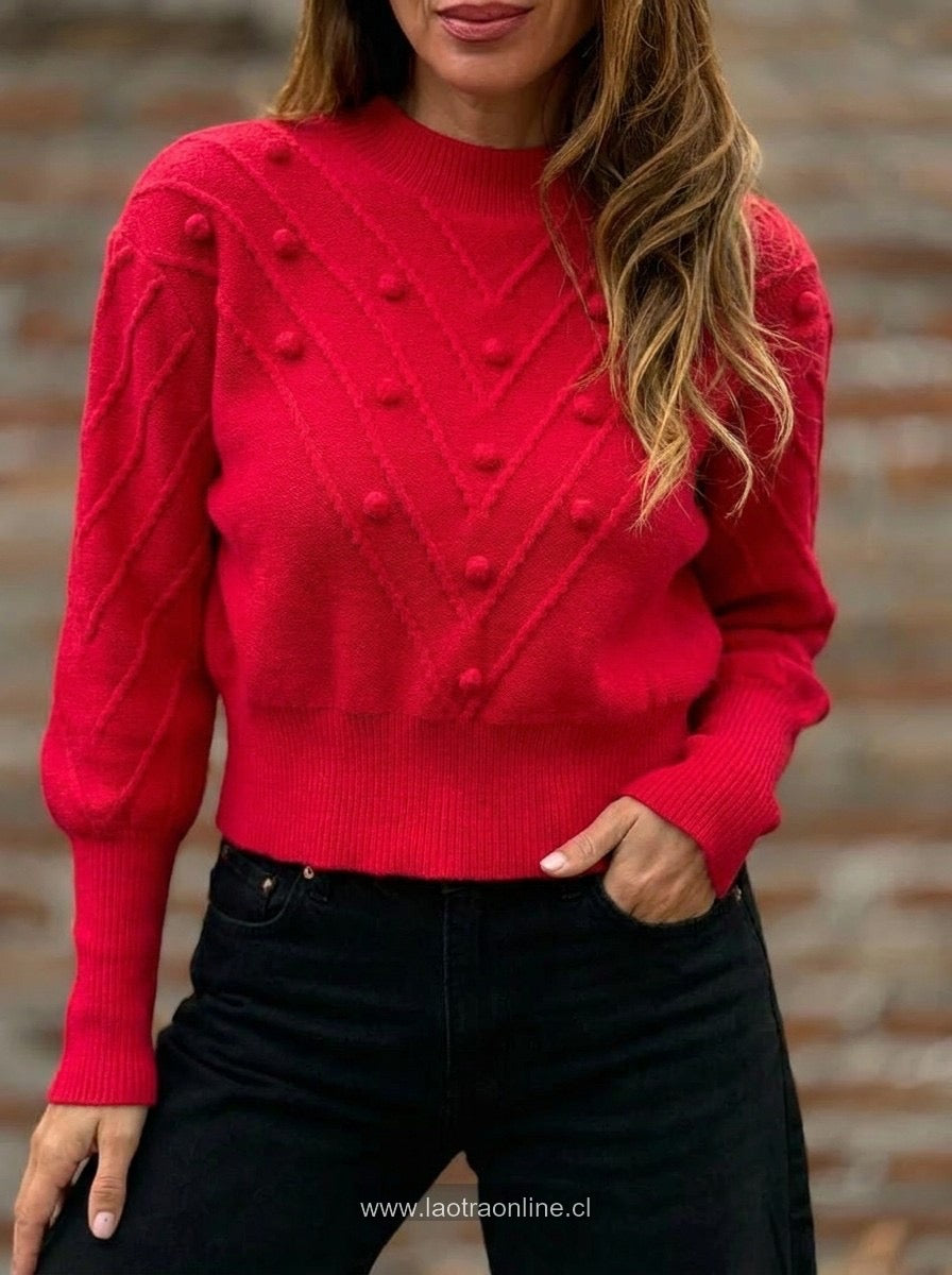 Sweater Pompón rojo