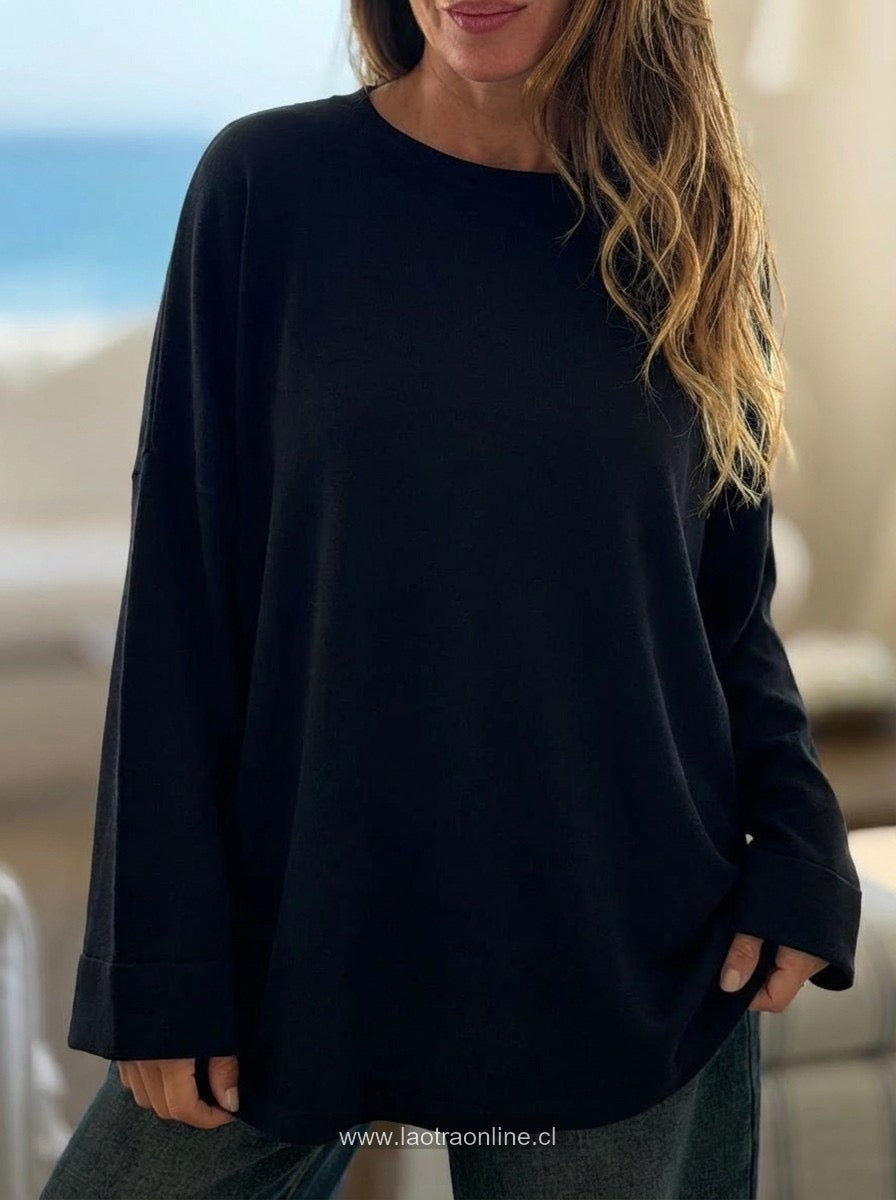 Sweater puño ancho negro
