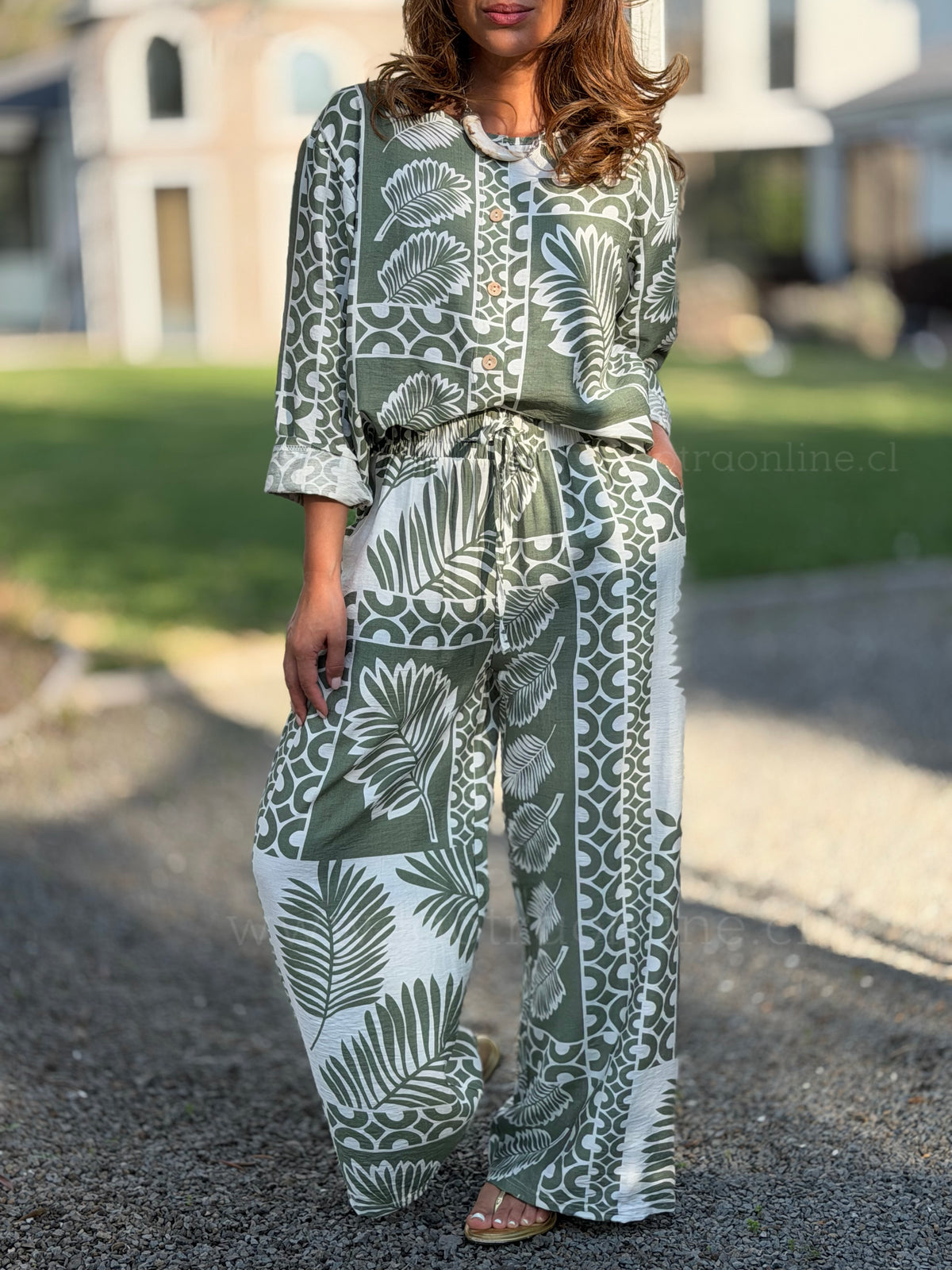 Set estampado olivo