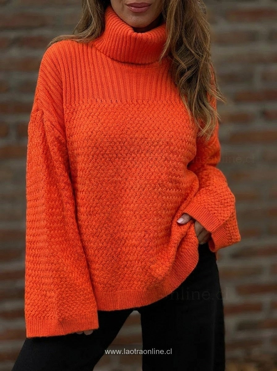 Sweater manga recta naranja