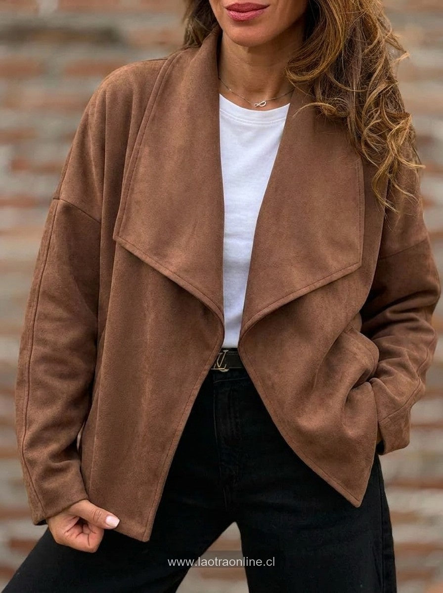 Chaqueta solapa Gamucina toffe