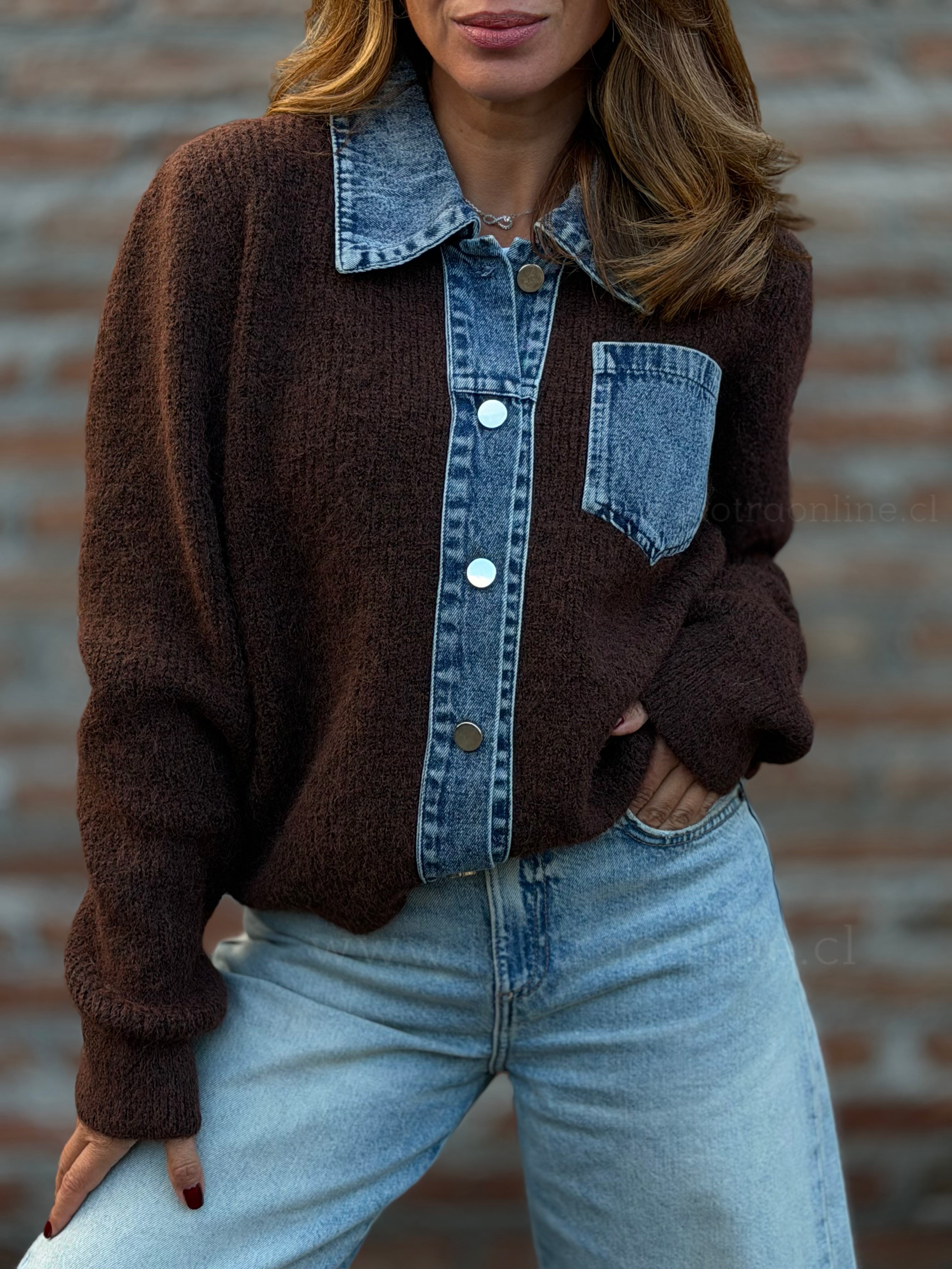 New Chaleco encanto jeans marrón