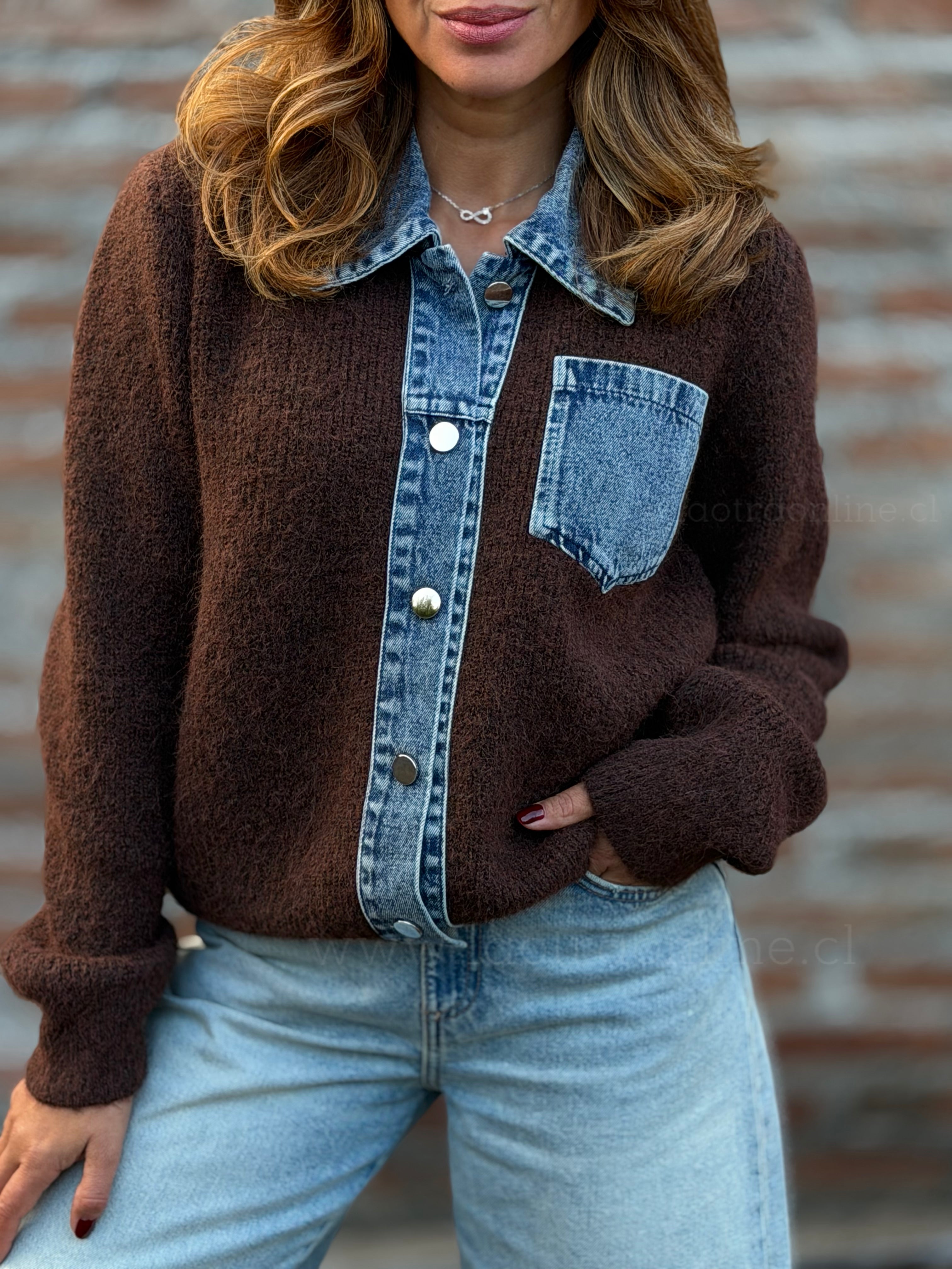 New Chaleco encanto jeans marrón
