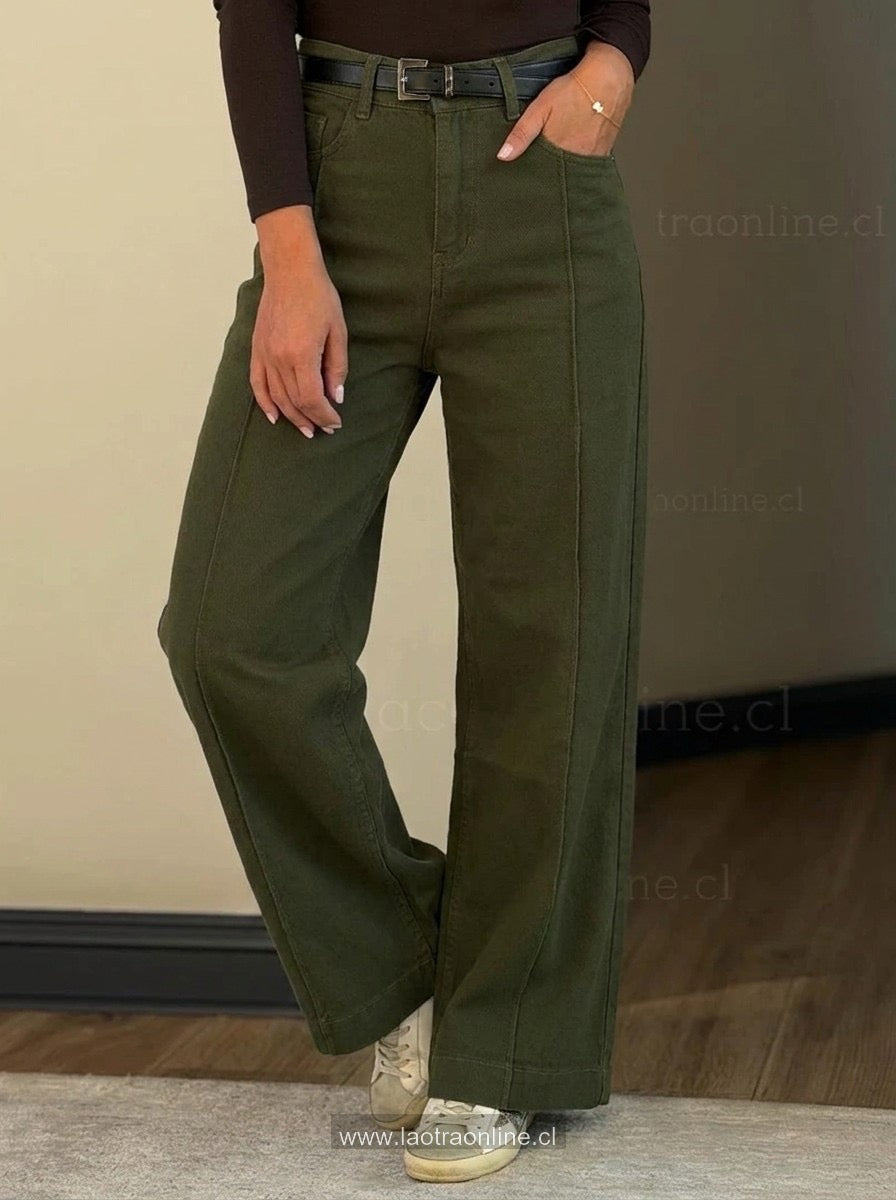 Jeans tiro alto verde