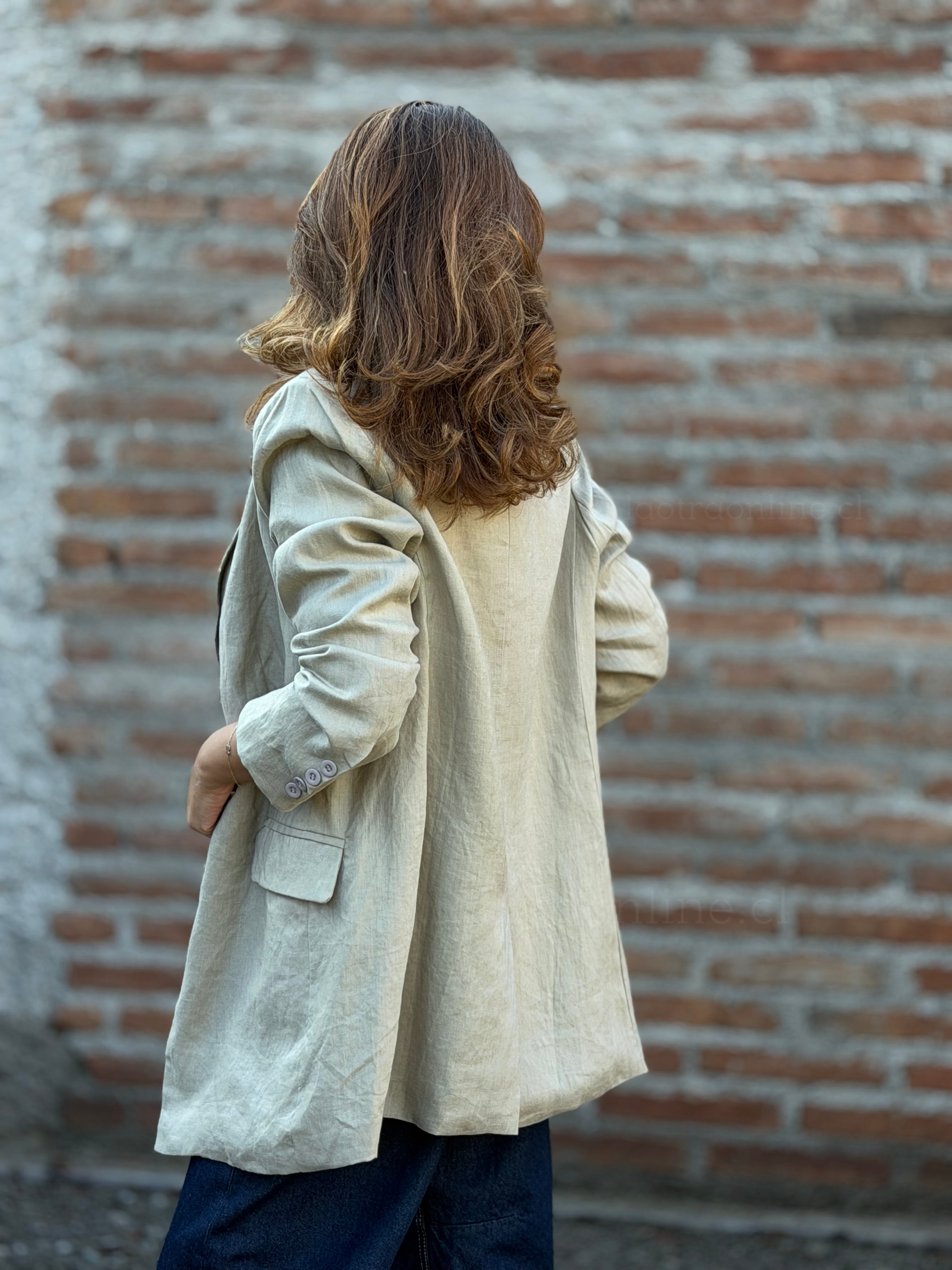 Blazer lino italiano forro marfil
