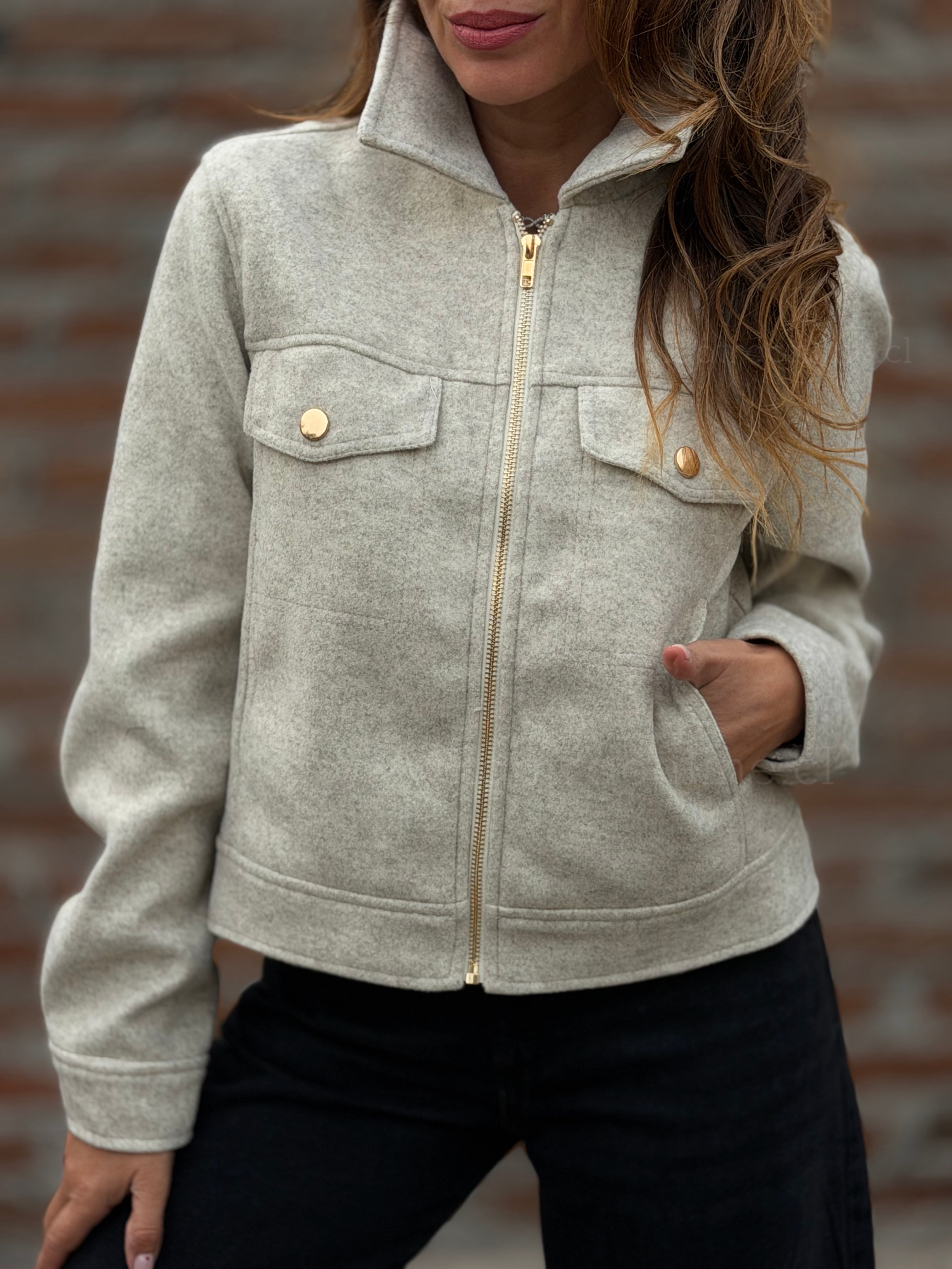 Chaqueta clásica paño gris/crema