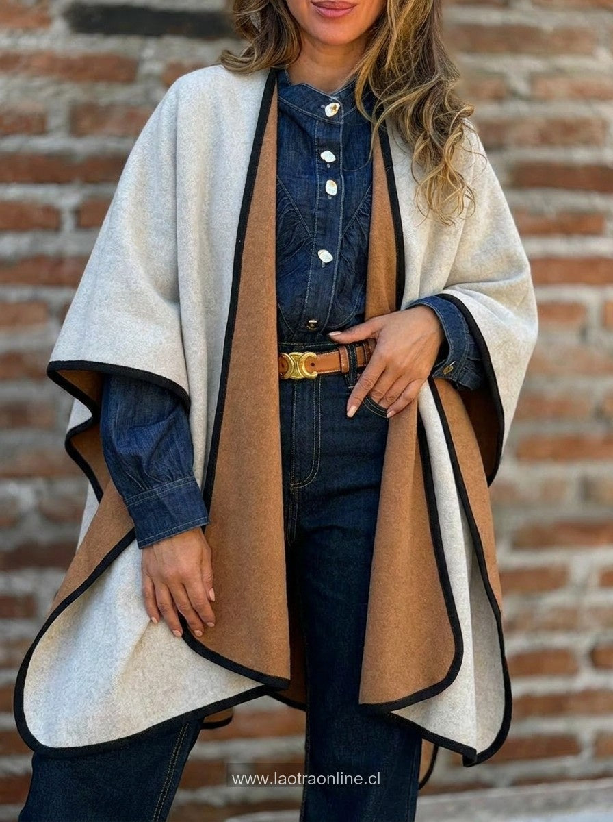 Poncho Bicolor reversible toffe