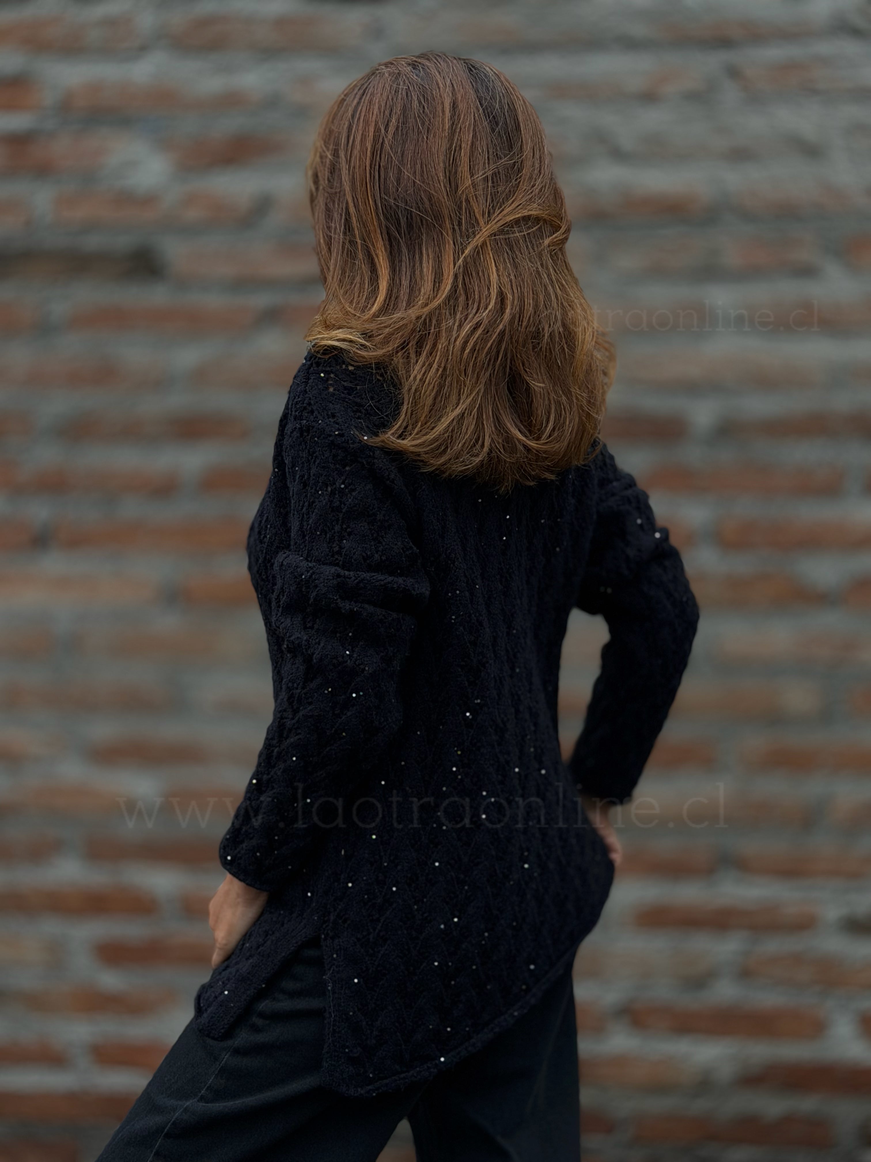 Sweater mini lentejuela negro