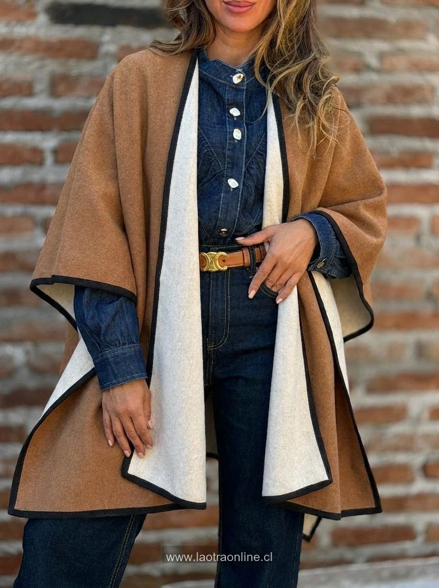 Poncho Bicolor reversible toffe