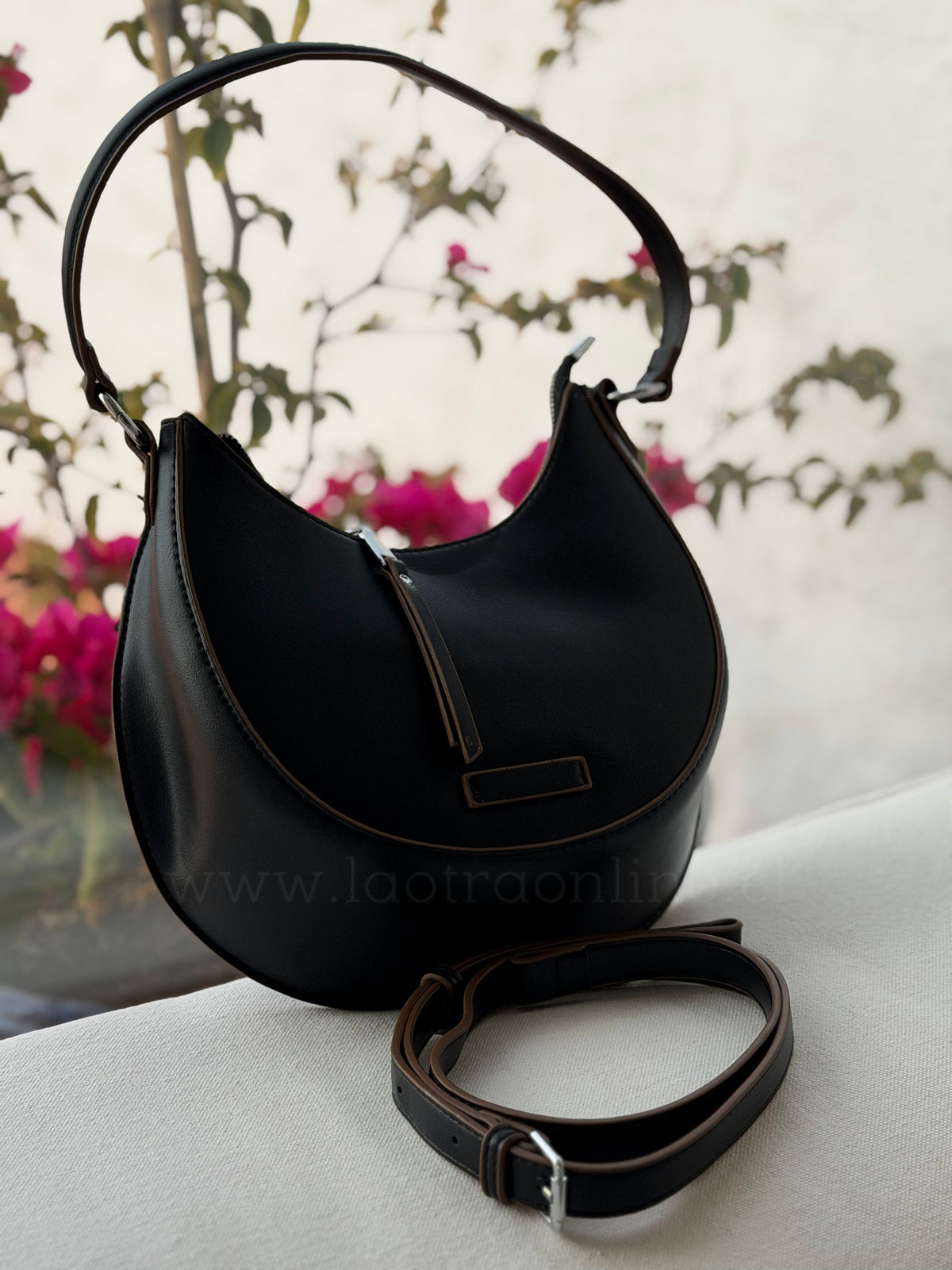 Bandolera negro desgaste marrón