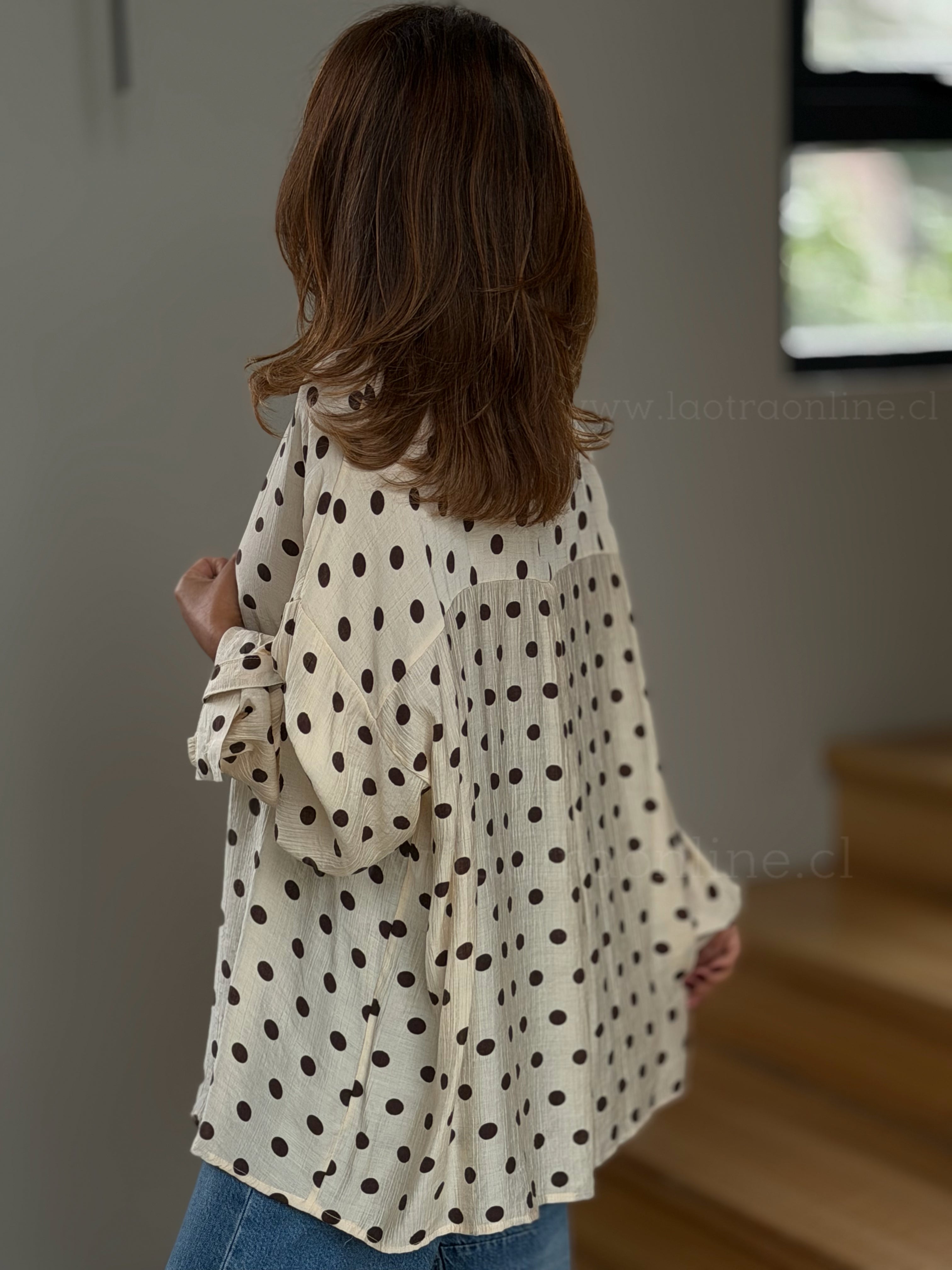 Blusa retro lunares marfil
