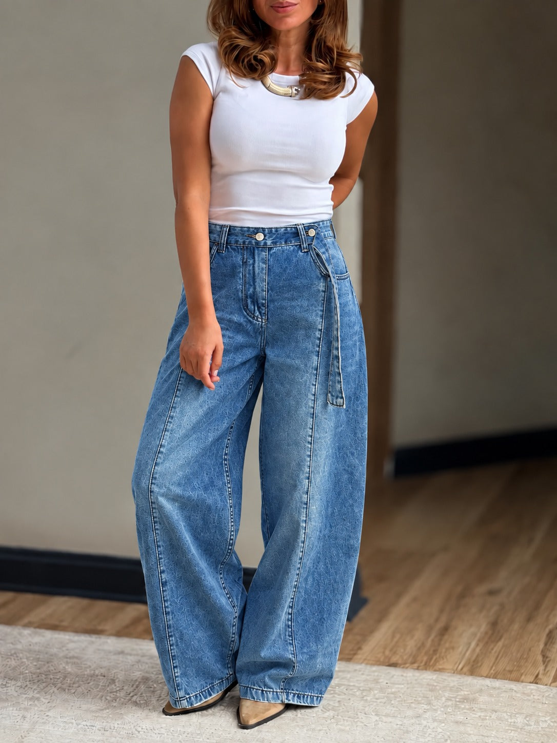 Jeans Baggy cinto azul