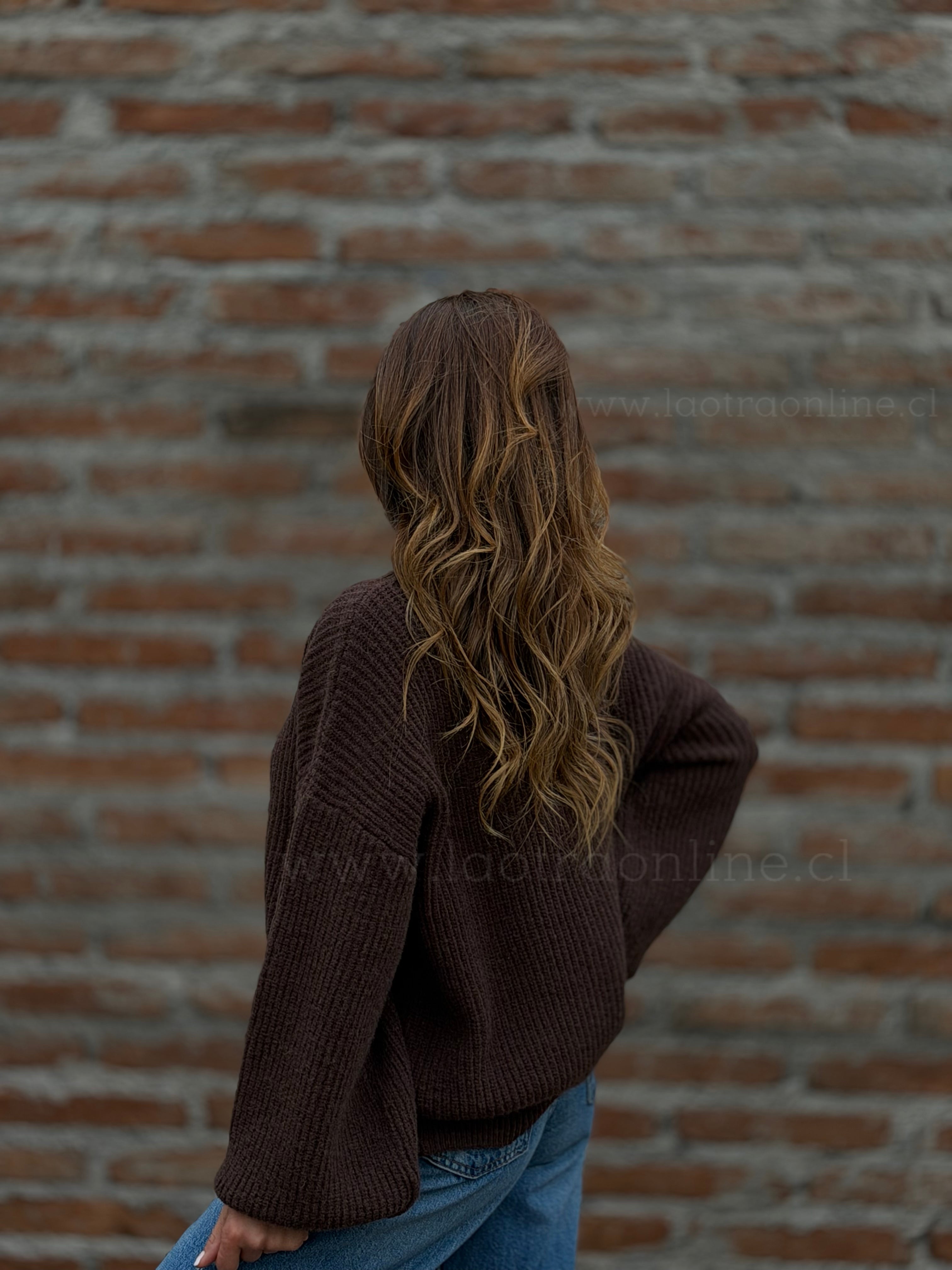 Sweater manga globo marrón