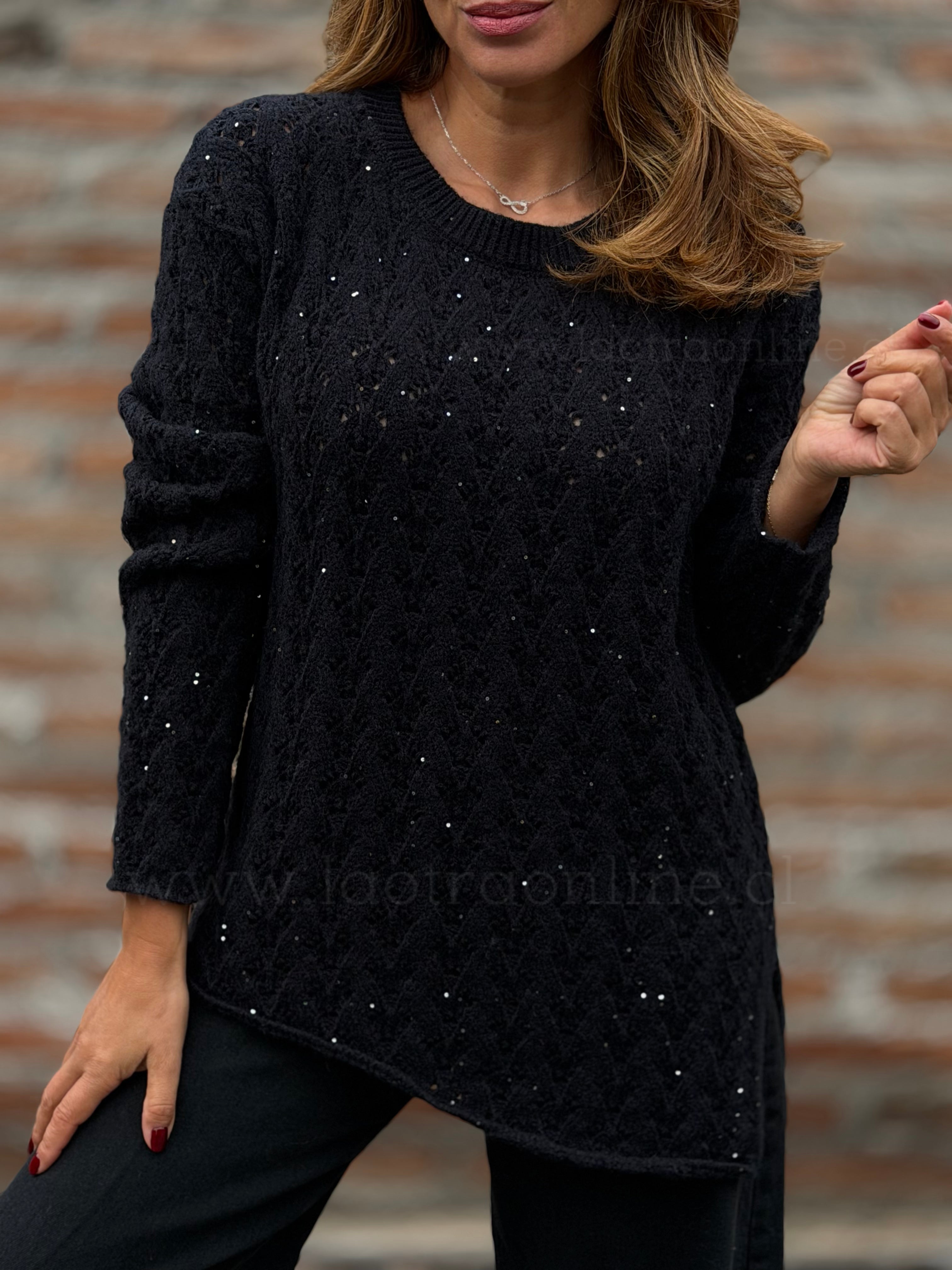 Sweater mini lentejuela negro