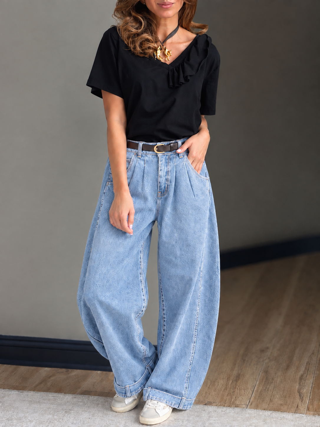 Jeans Baggy puño celeste
