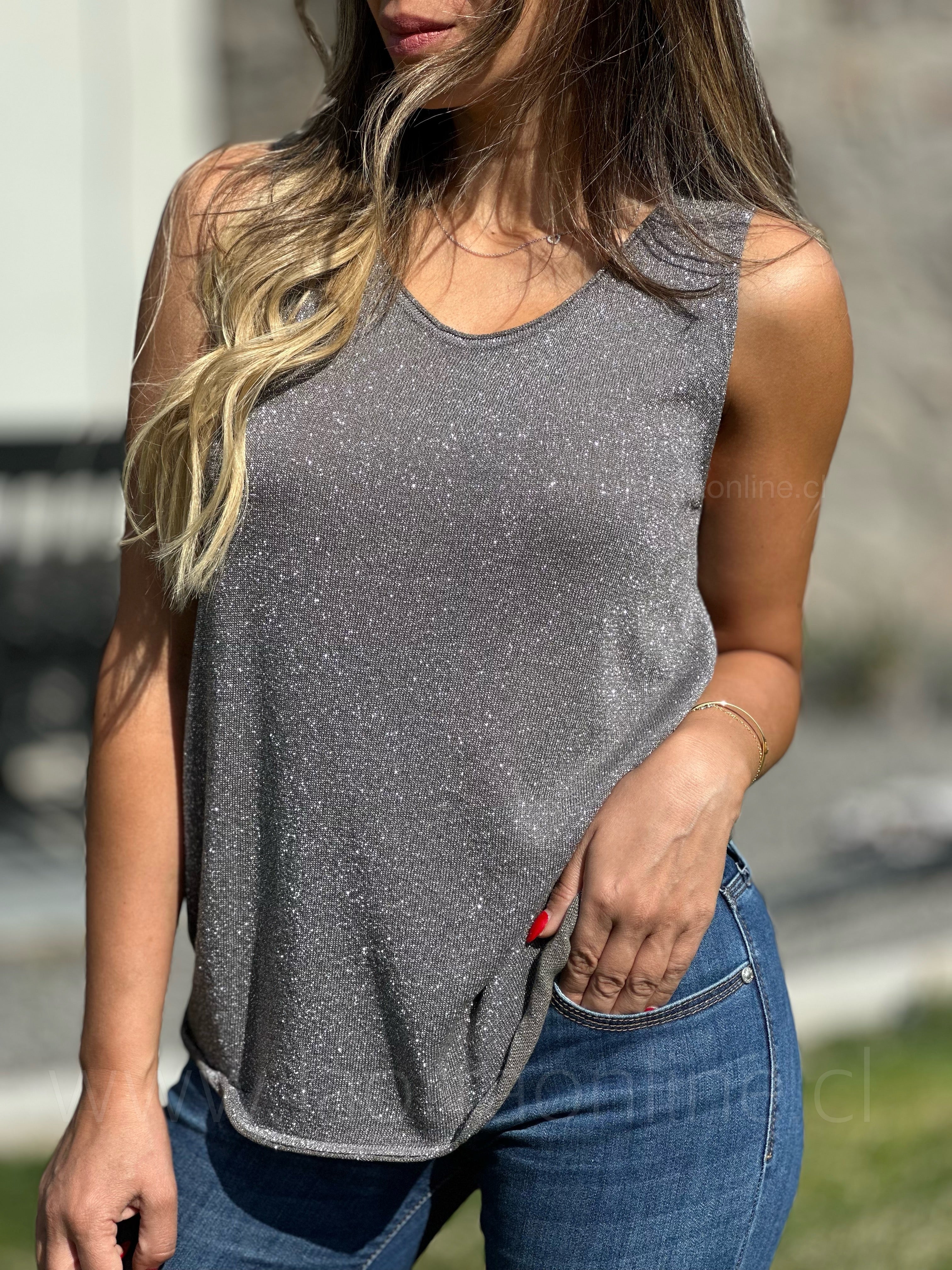 Polera lurex brillitos marengo