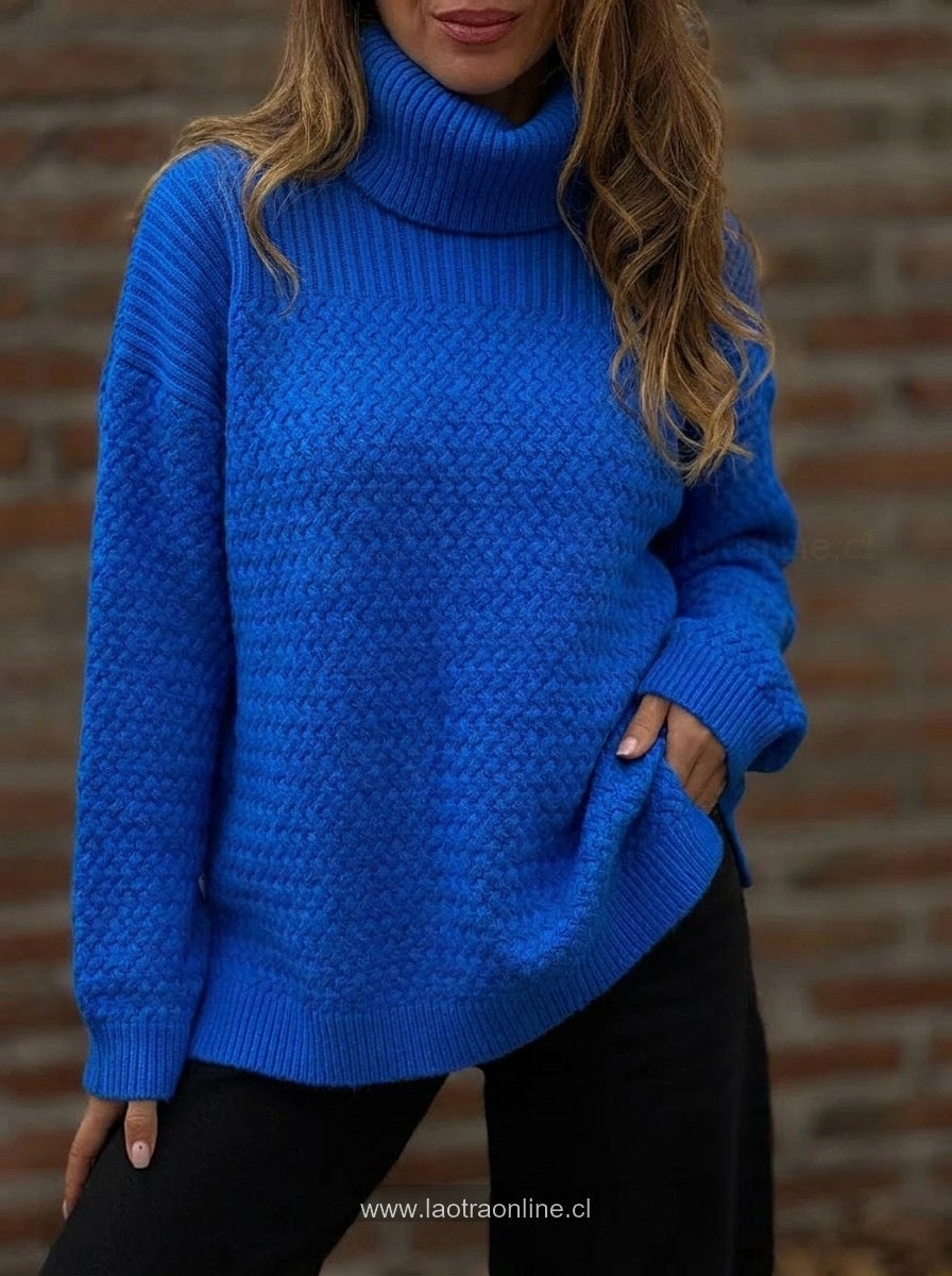 Sweater manga recta azul