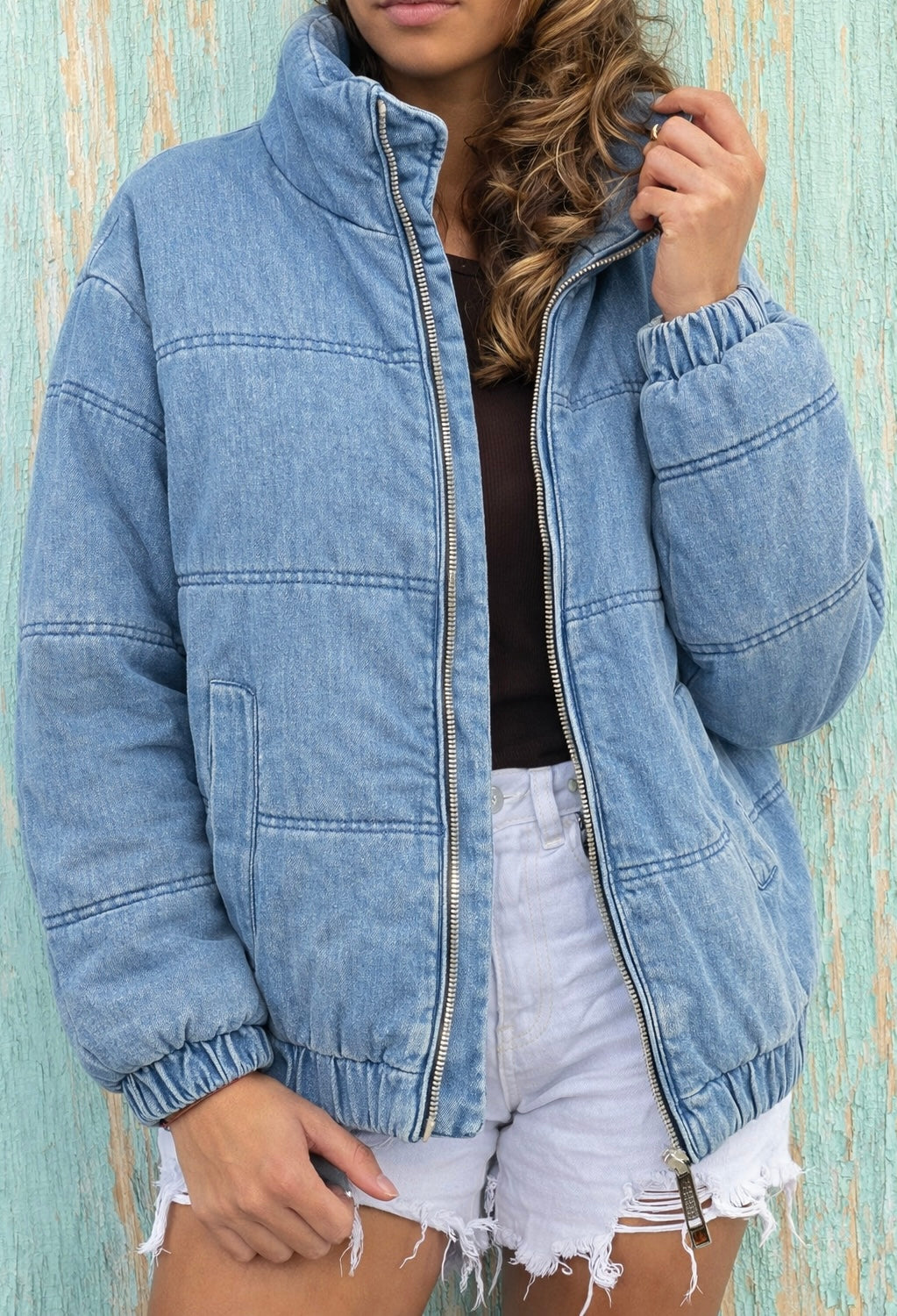Chaqueta Bomber chiporro Jeans celeste
