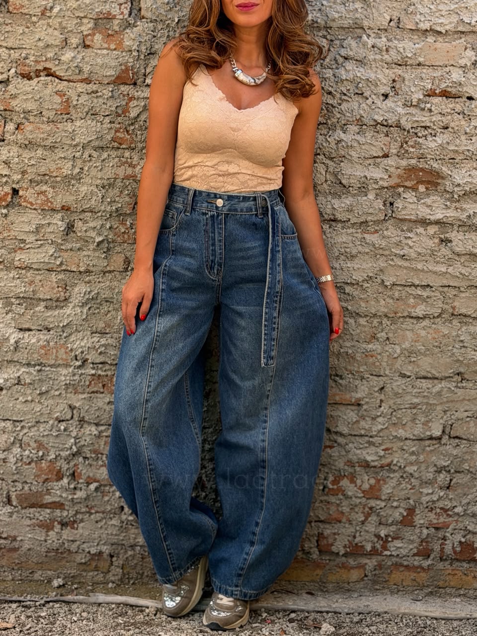 Jeans Baggy cinto azul