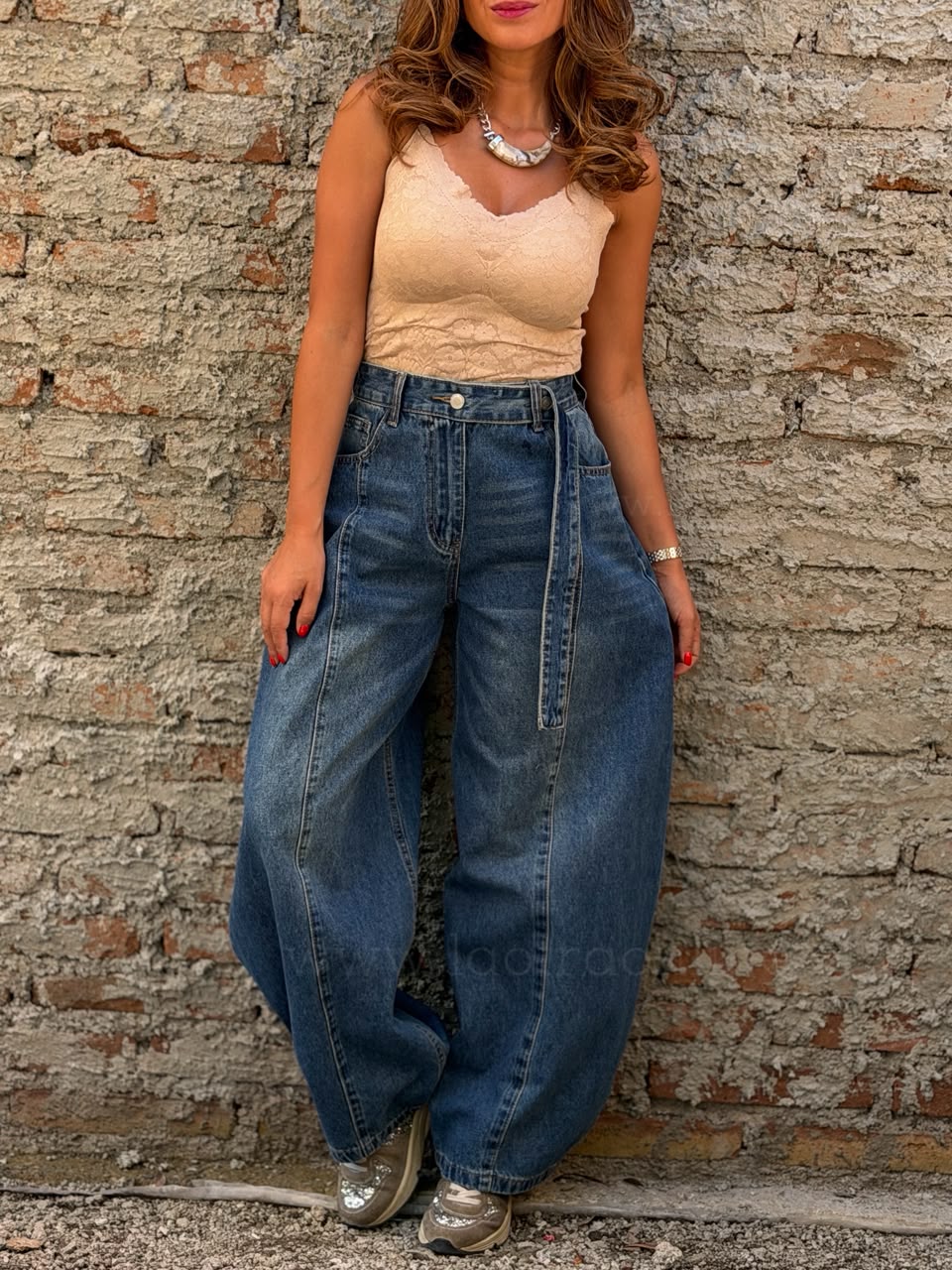 Jeans Baggy cinto azul