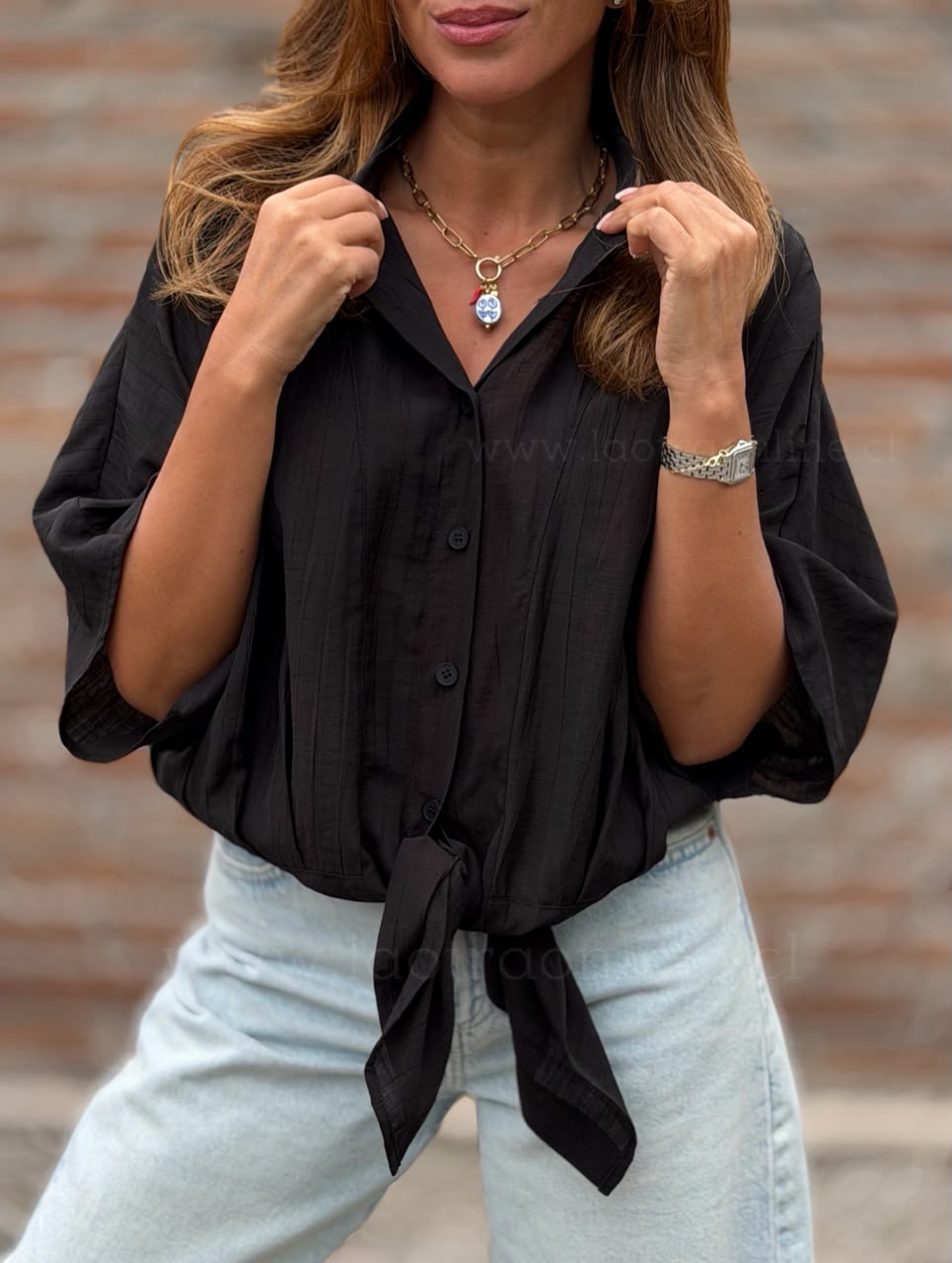 Blusa New nudo negro