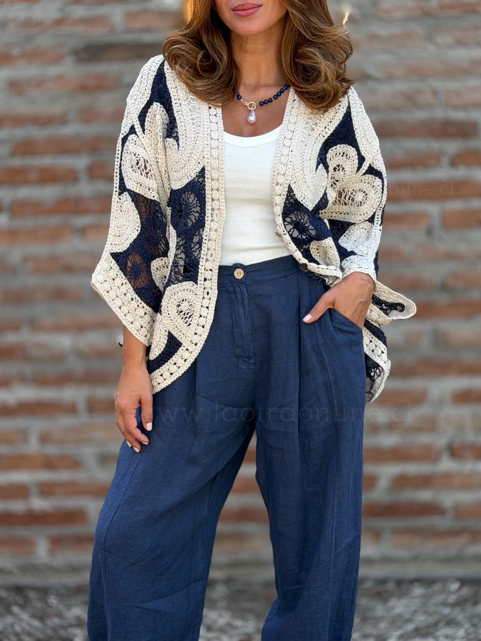 Tapado Macramé azul
