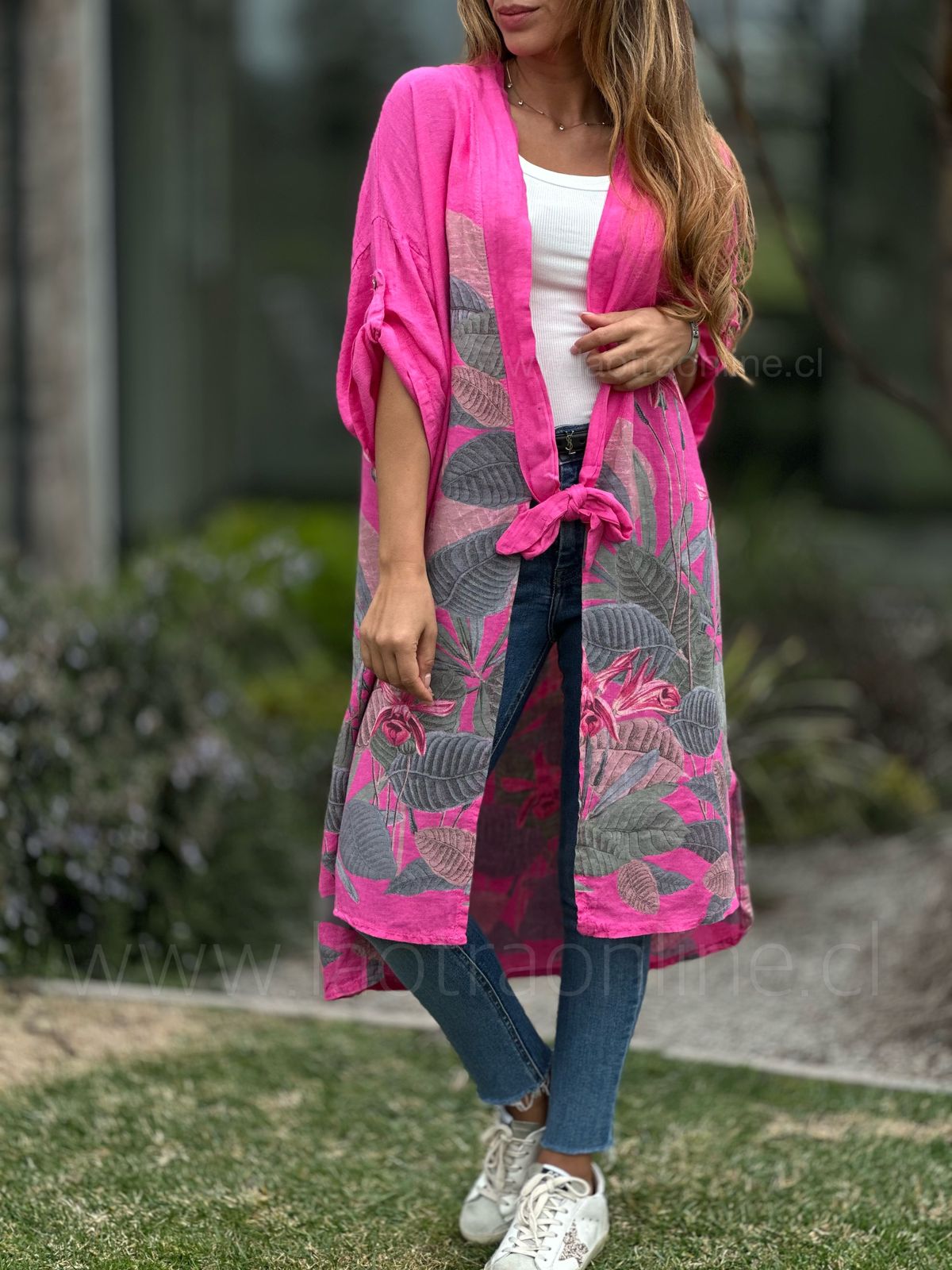 Tapado puro Lino primavera fucsia