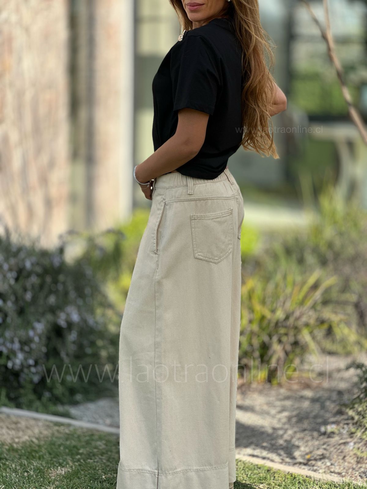 Jeans culotte beige