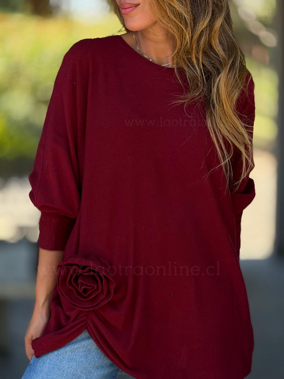 Sweater Flor relieve rojo
