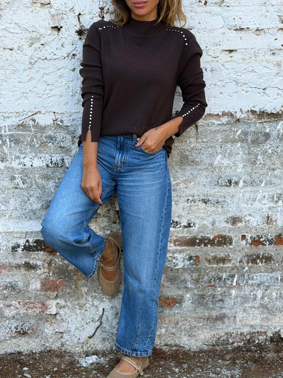 Sweater Tachas marrón