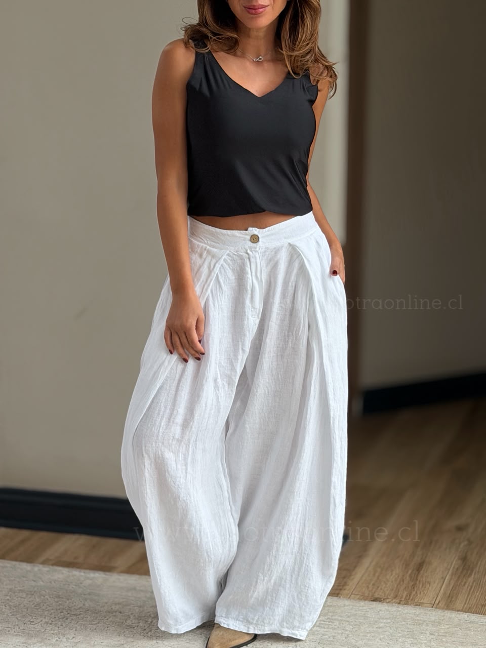 Pantalón Viral puro lino blanco