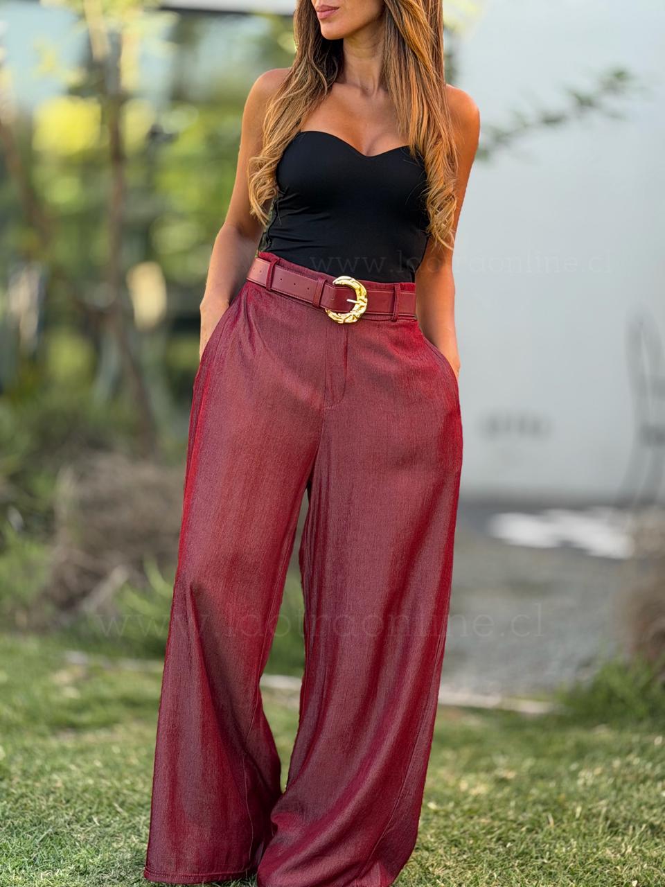 Pantalón+Cinturón cherry