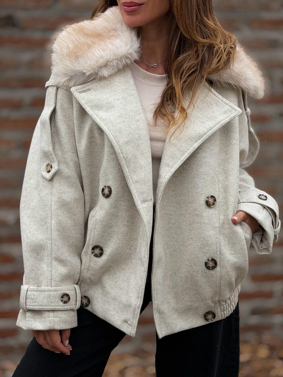 Chaqueta Paño acolchada crudo