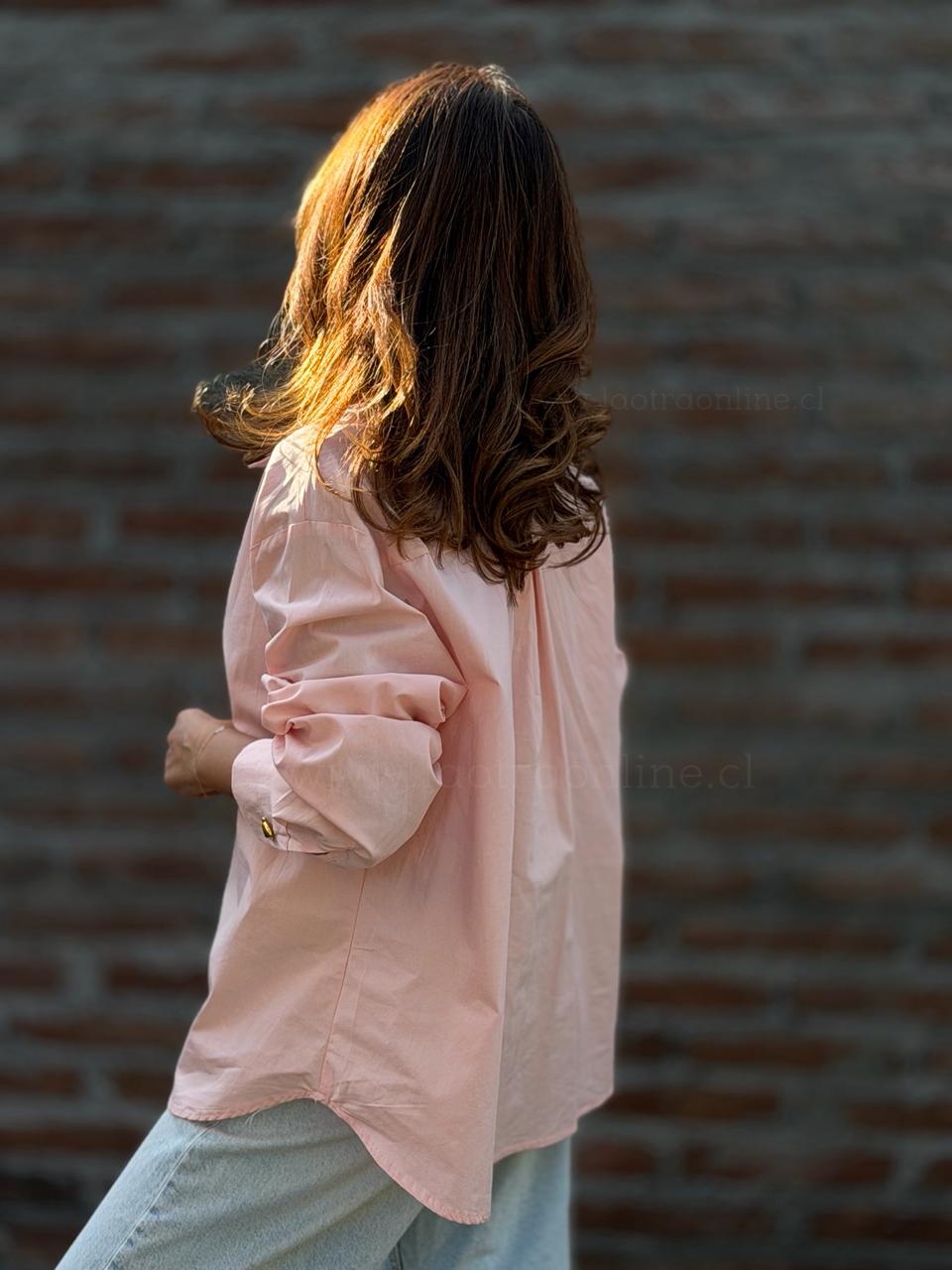 Camisa Botón dorado rosa