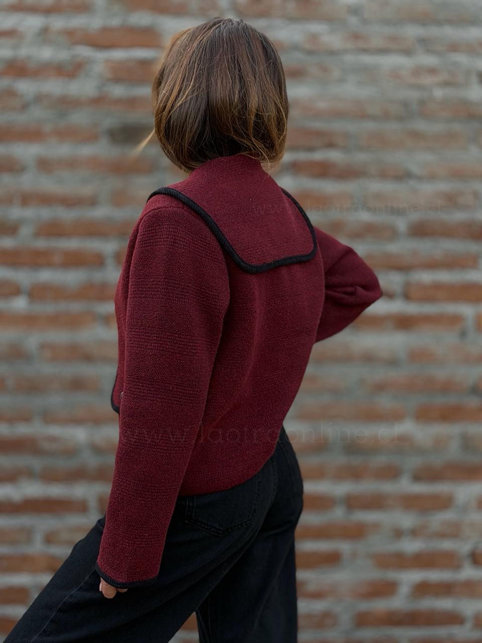 Abrigo cuello marinero cherry