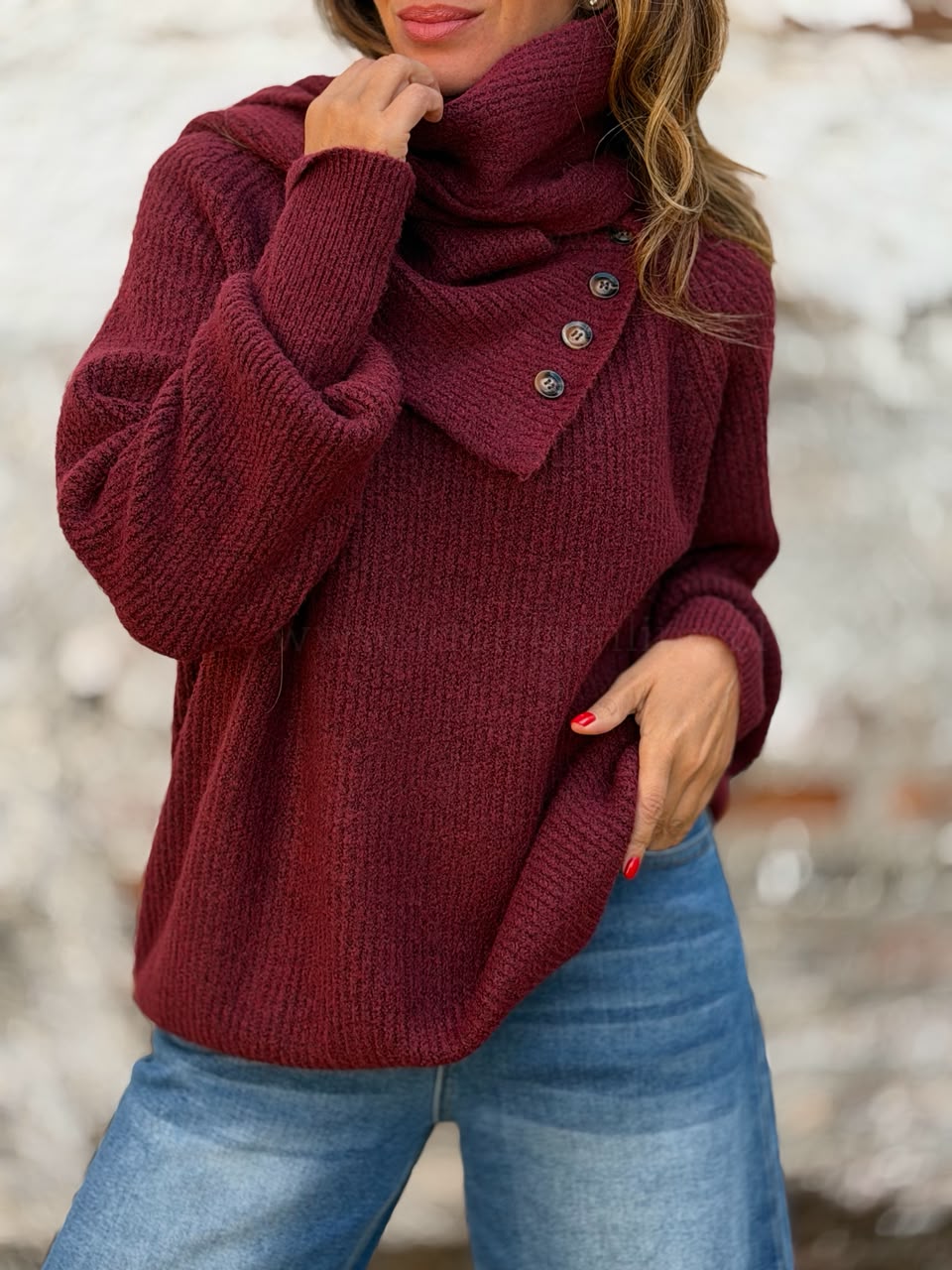 Sweater+Bufanda cherry