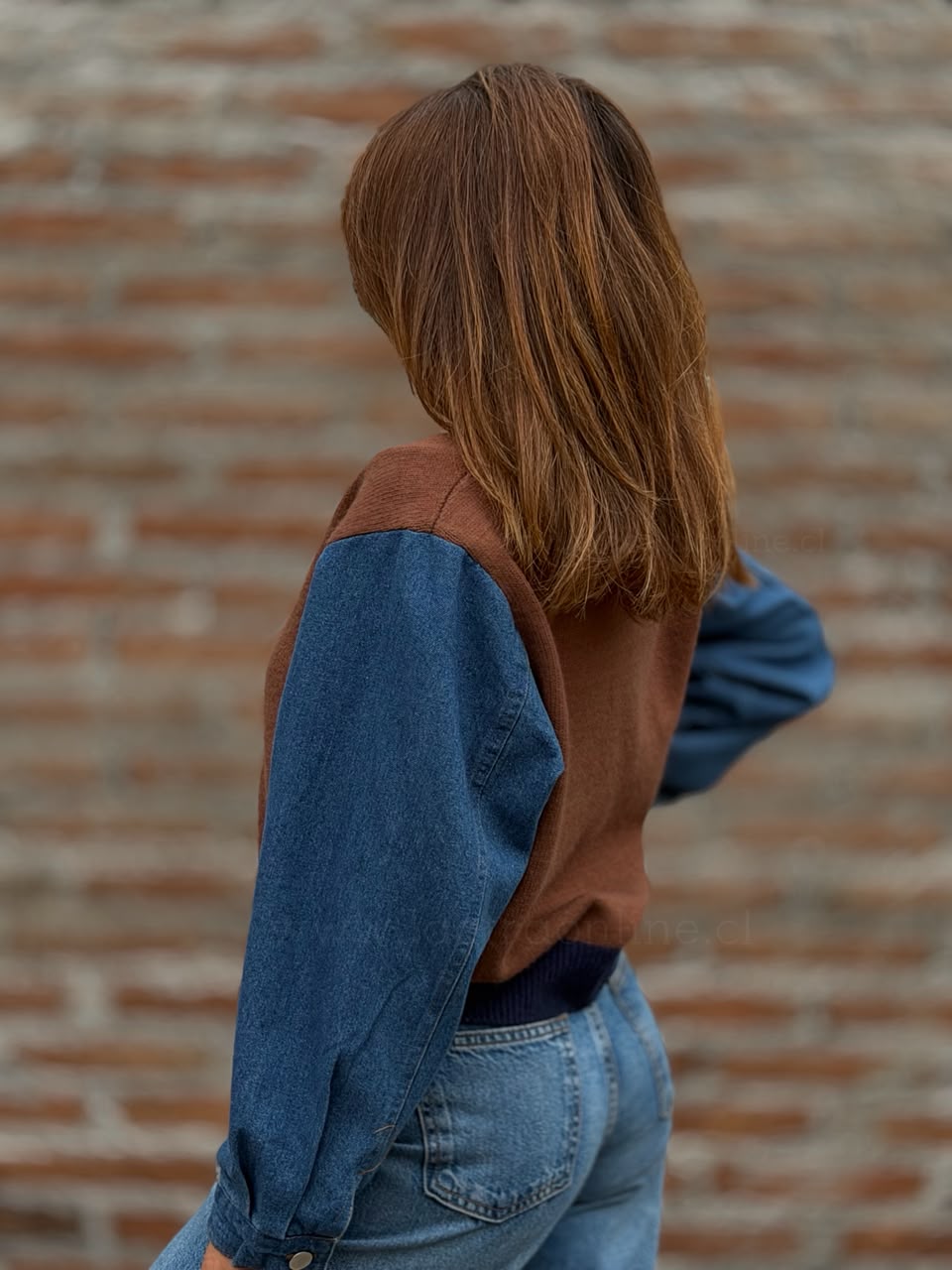 Chaleco manga Jeans marrón