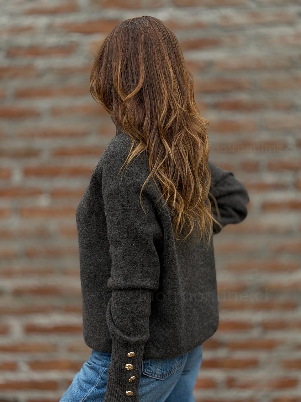 Sweater Cuello subido soft marrón/marengo