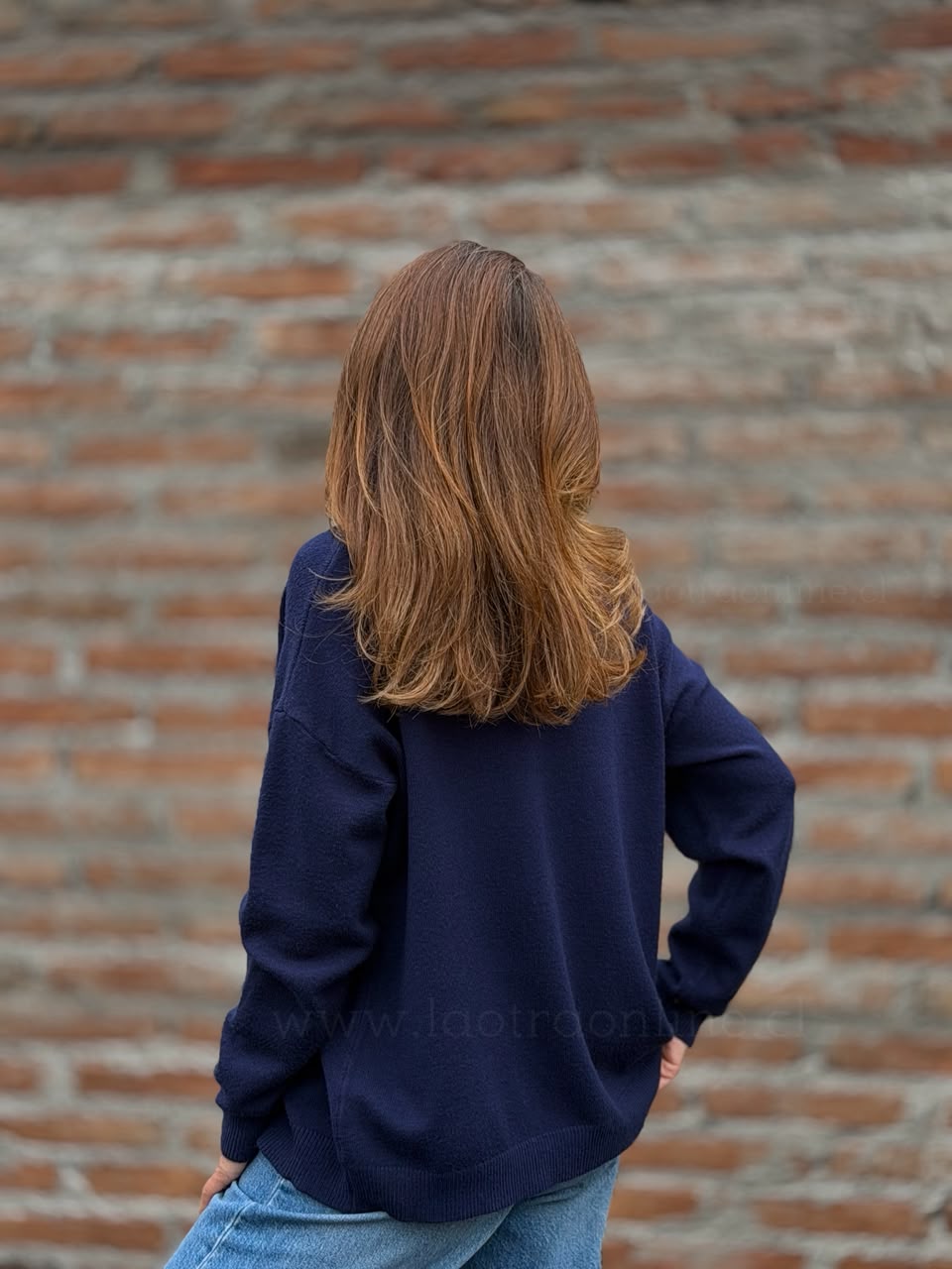 Básico cuello Encaje azul
