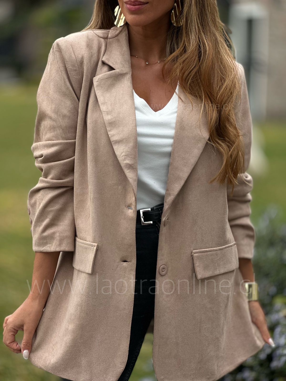 Blazer forrado Suede camel