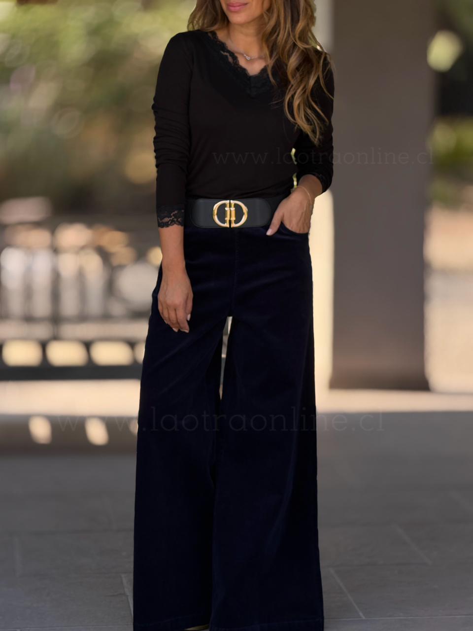 Pantalón Cotele pretina azul