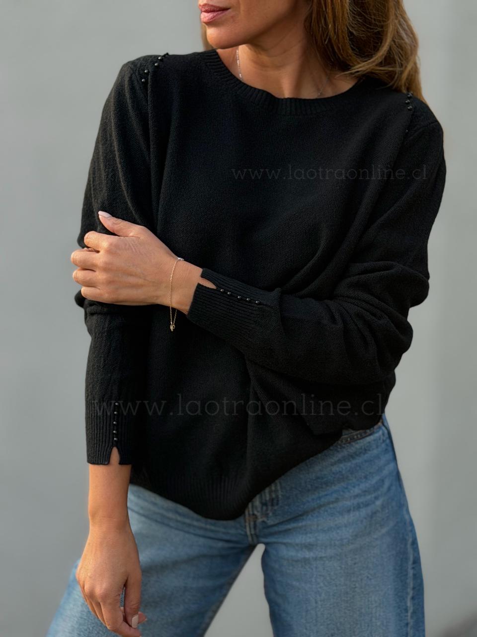 Sweater Hombrera perla negro