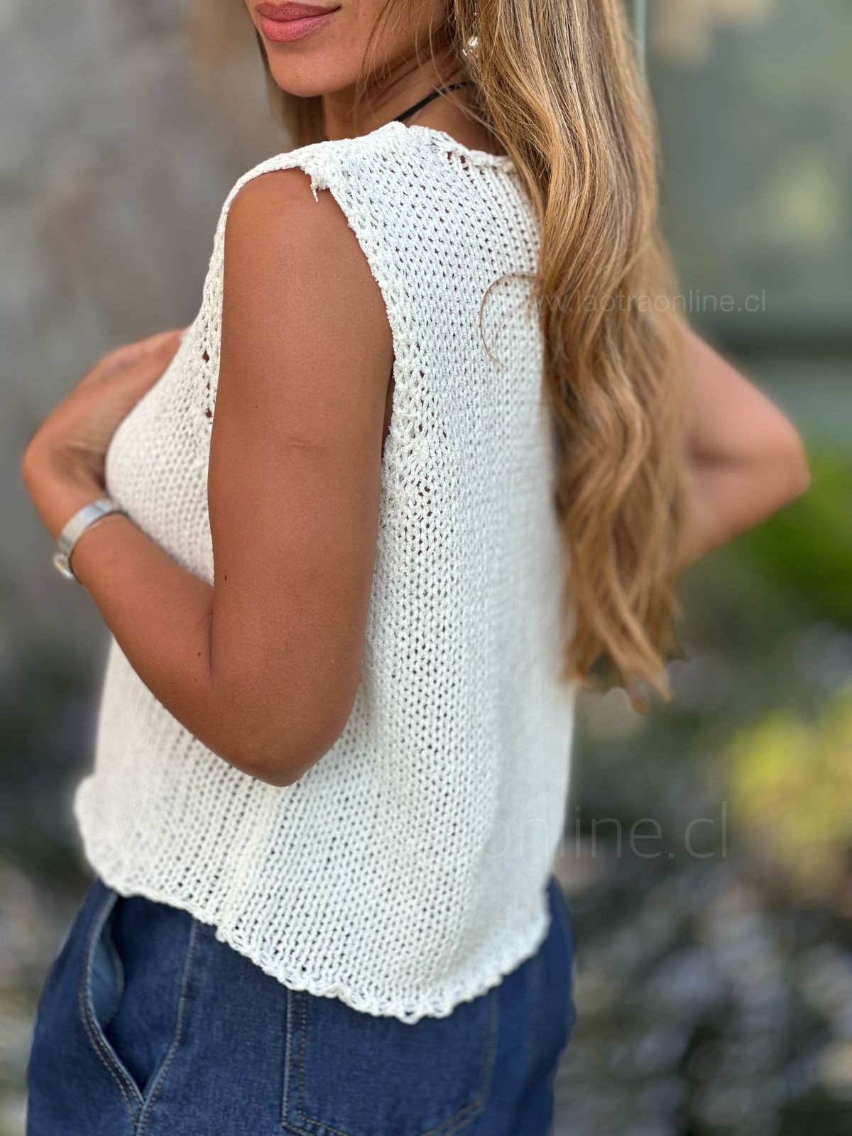 Chalequito/polera hilo blanco