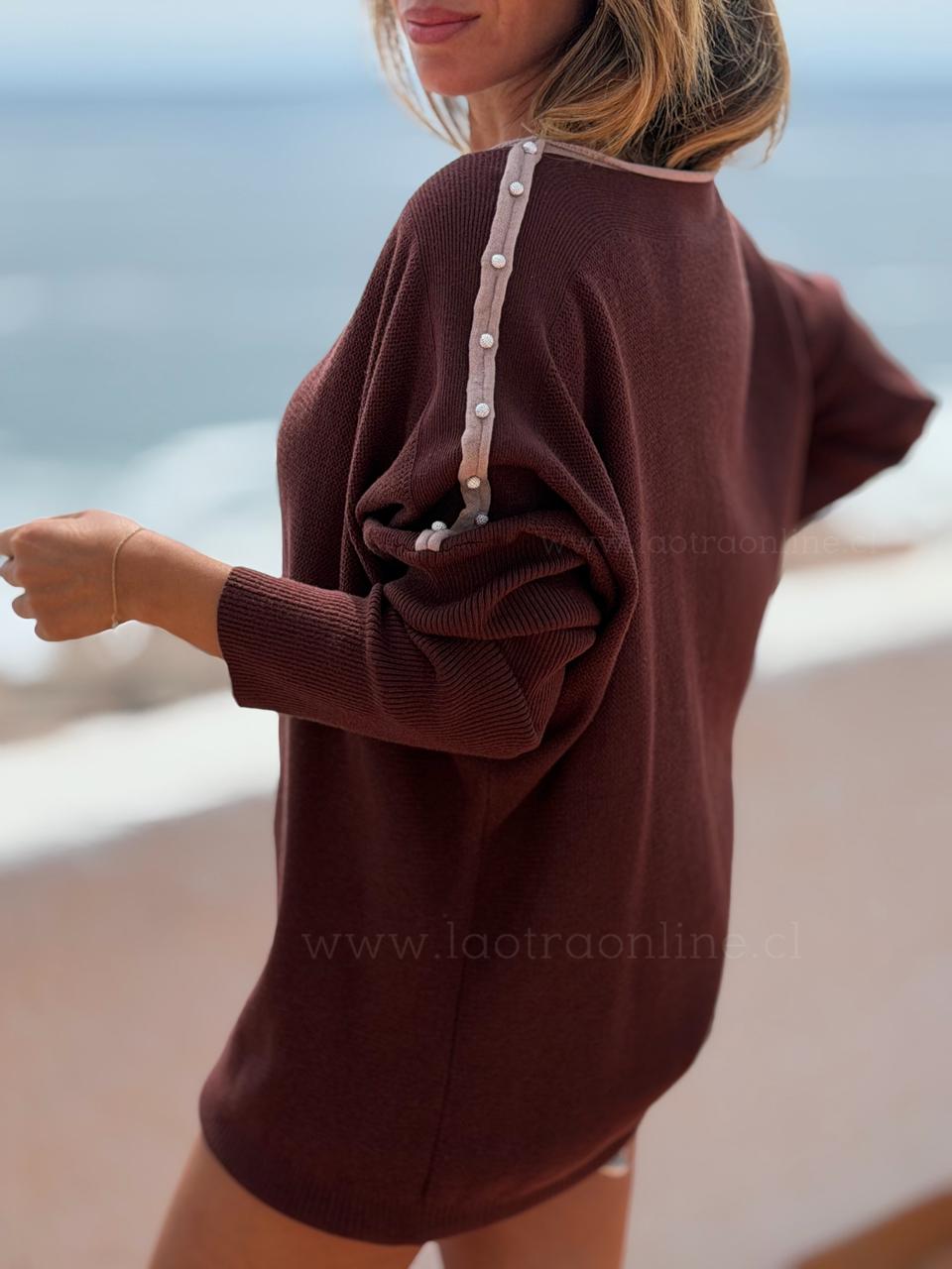 Sweater Ribete choco