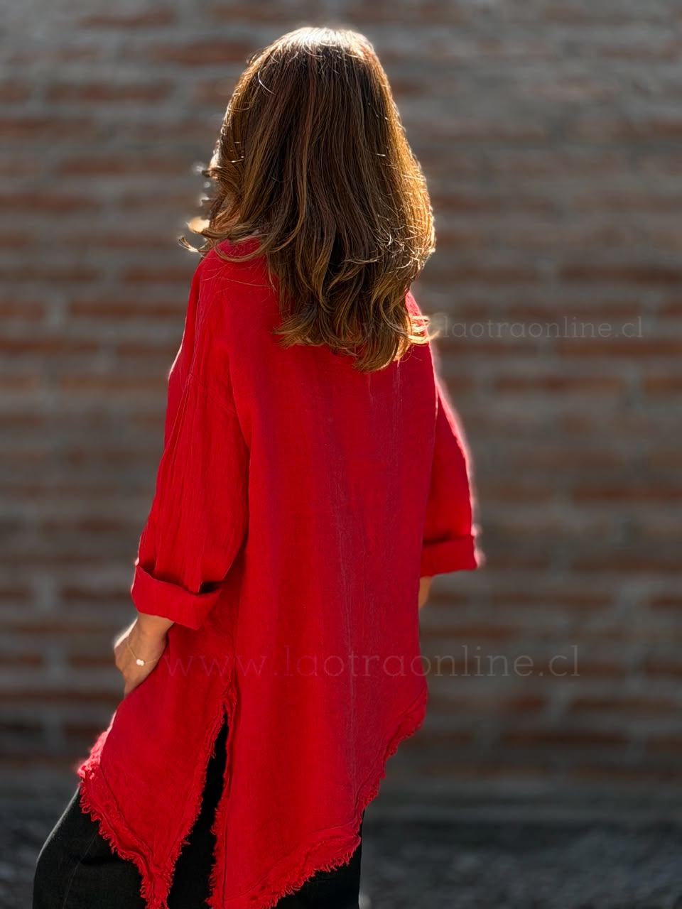 Blusón Desigual lino rojo